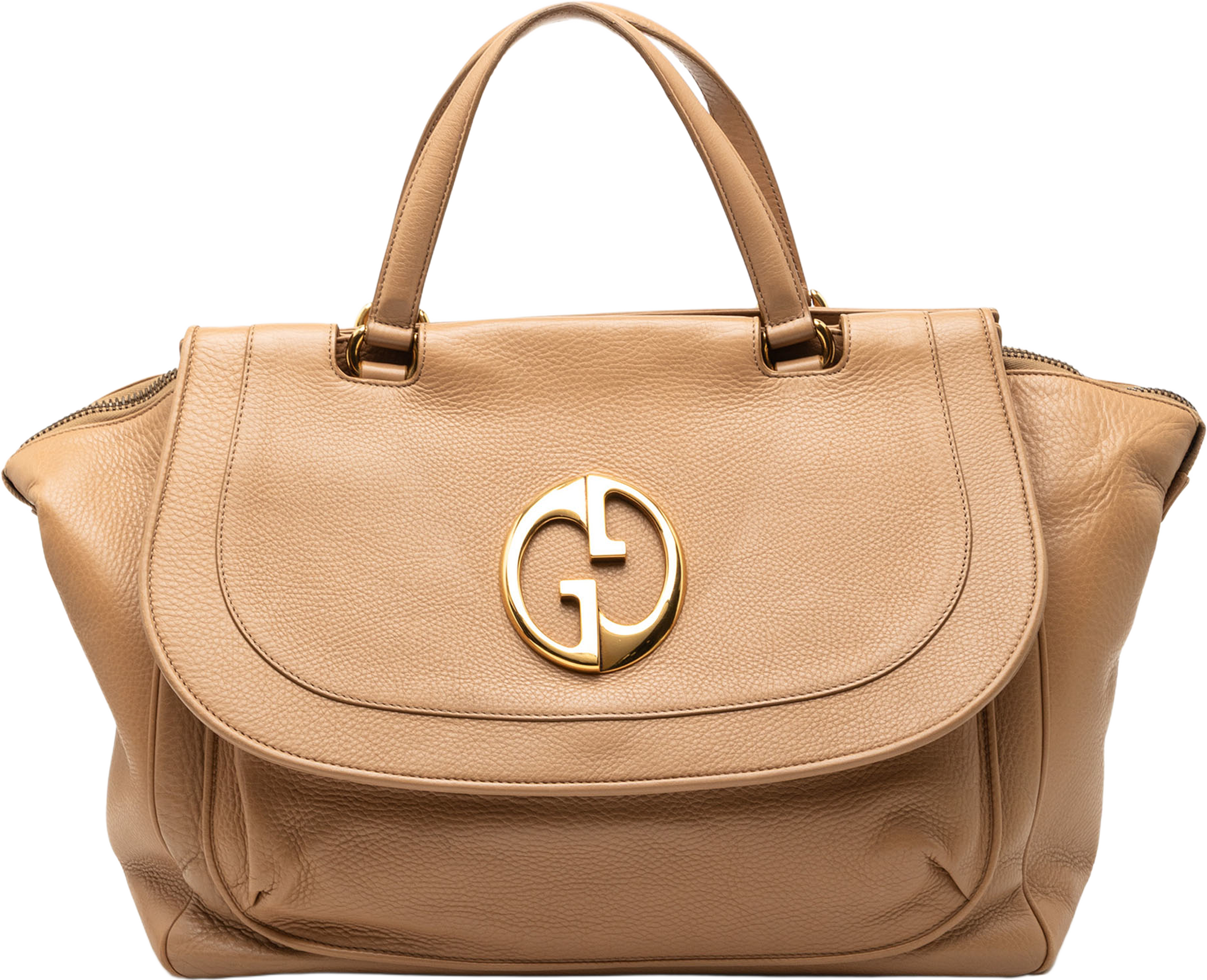 Gucci Medium Leather 1973 Handbag, från Luxclusif, i färgen caramel. Klicka för att öppna bilden i stort format