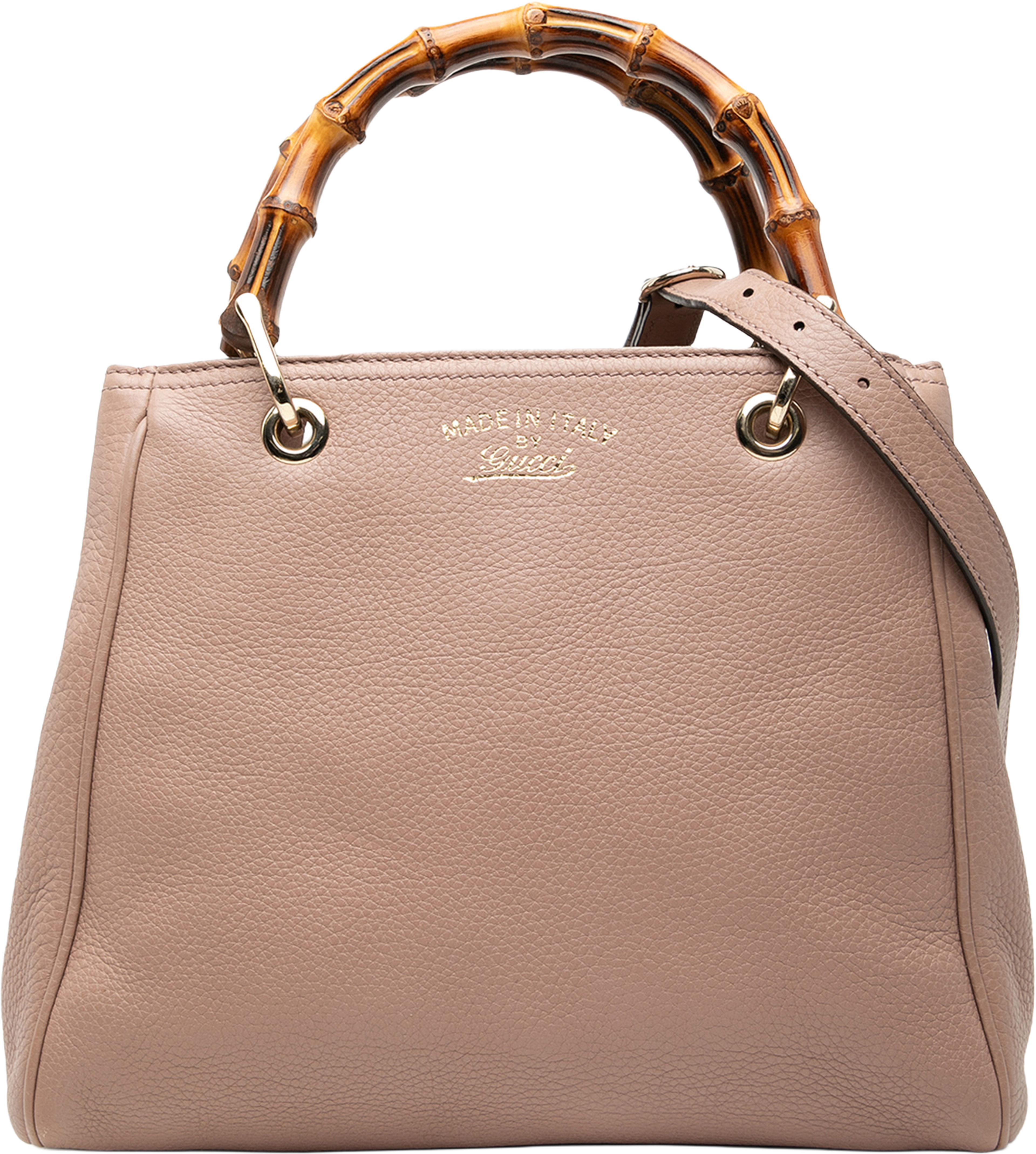 Gucci Small Calfskin Bamboo Shopper Satchel, från Luxclusif, i färgen nude. Klicka för att öppna bilden i stort format