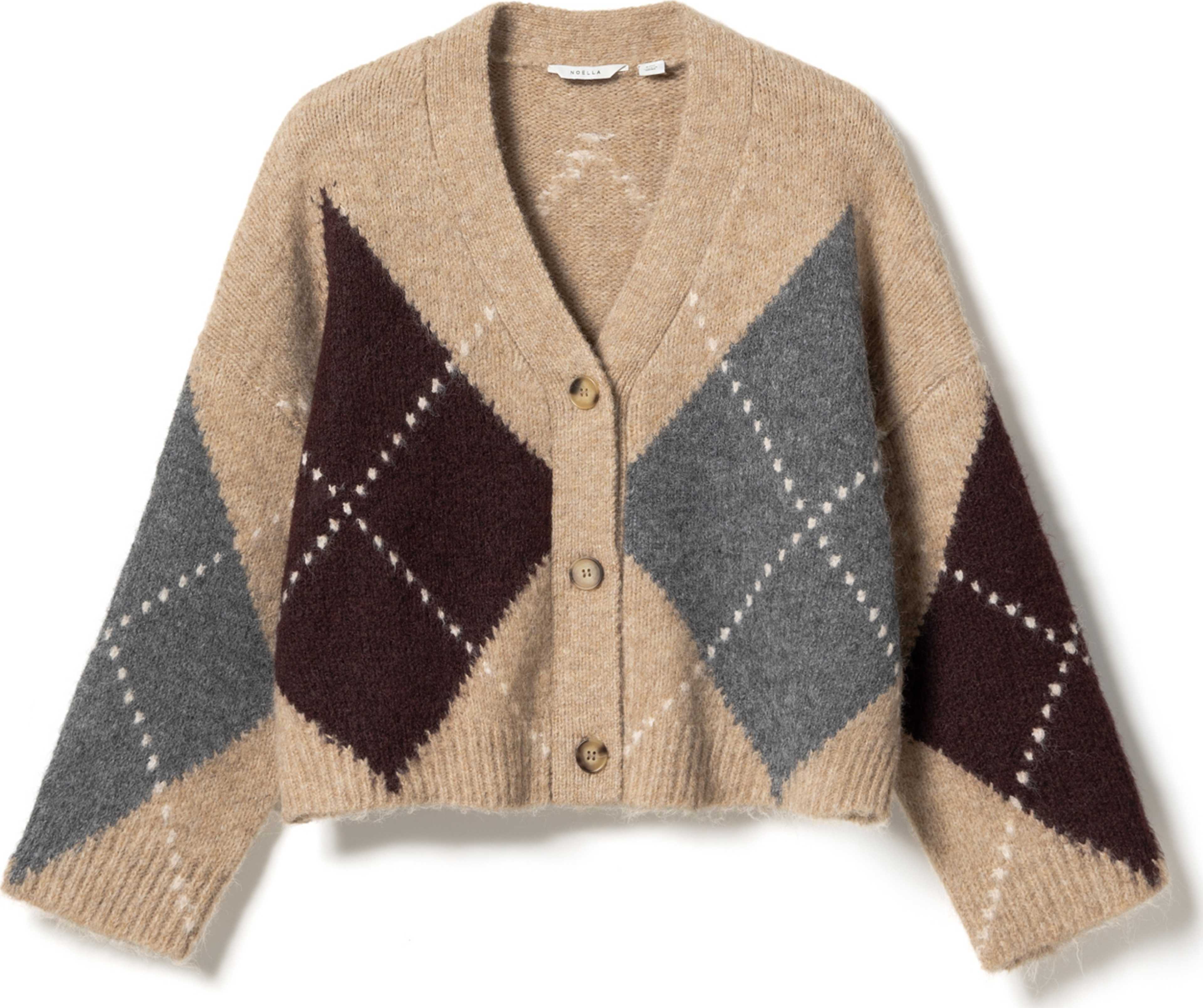 N-laiana Knit Cardigan - Sand Melange, från Noella, i färgen sand melange. Klicka för att öppna bilden i stort format