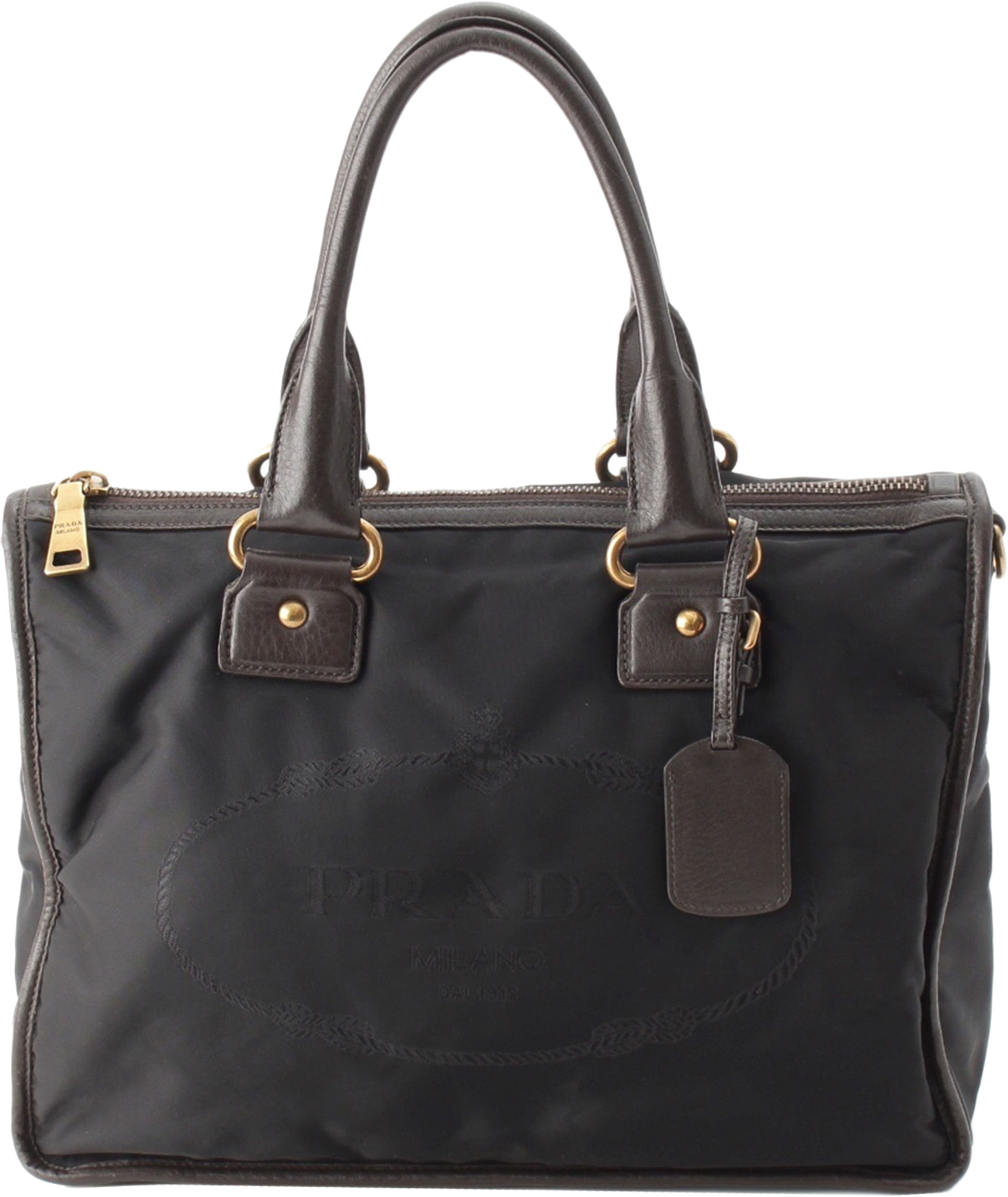 Prada Tessuto Canapa Logo Satchel, från Luxclusif, i färgen svart. Klicka för att öppna bilden i stort format
