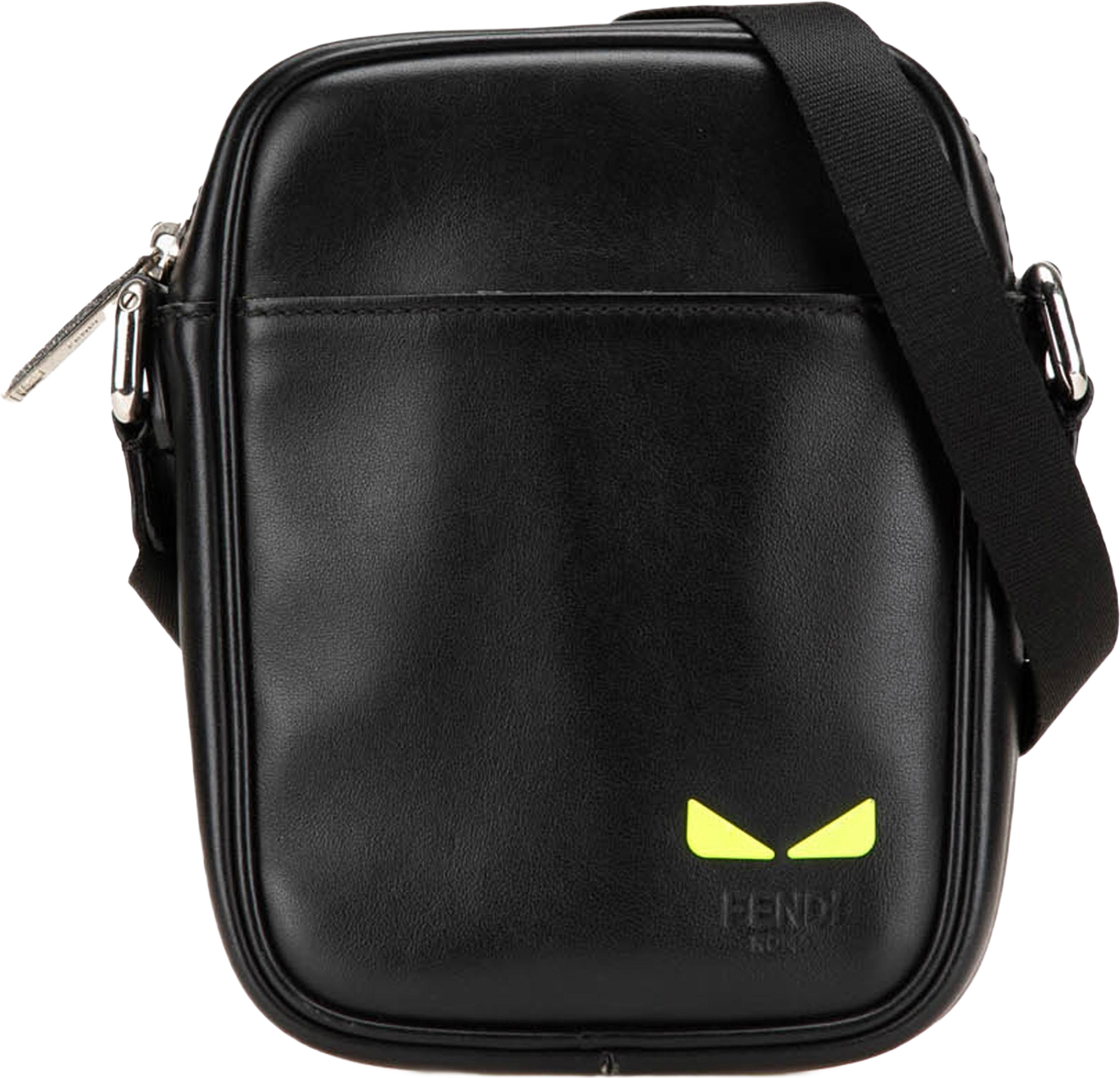 Fendi Small Leather Monster Bug Crossbody, från Luxclusif, i färgen black.