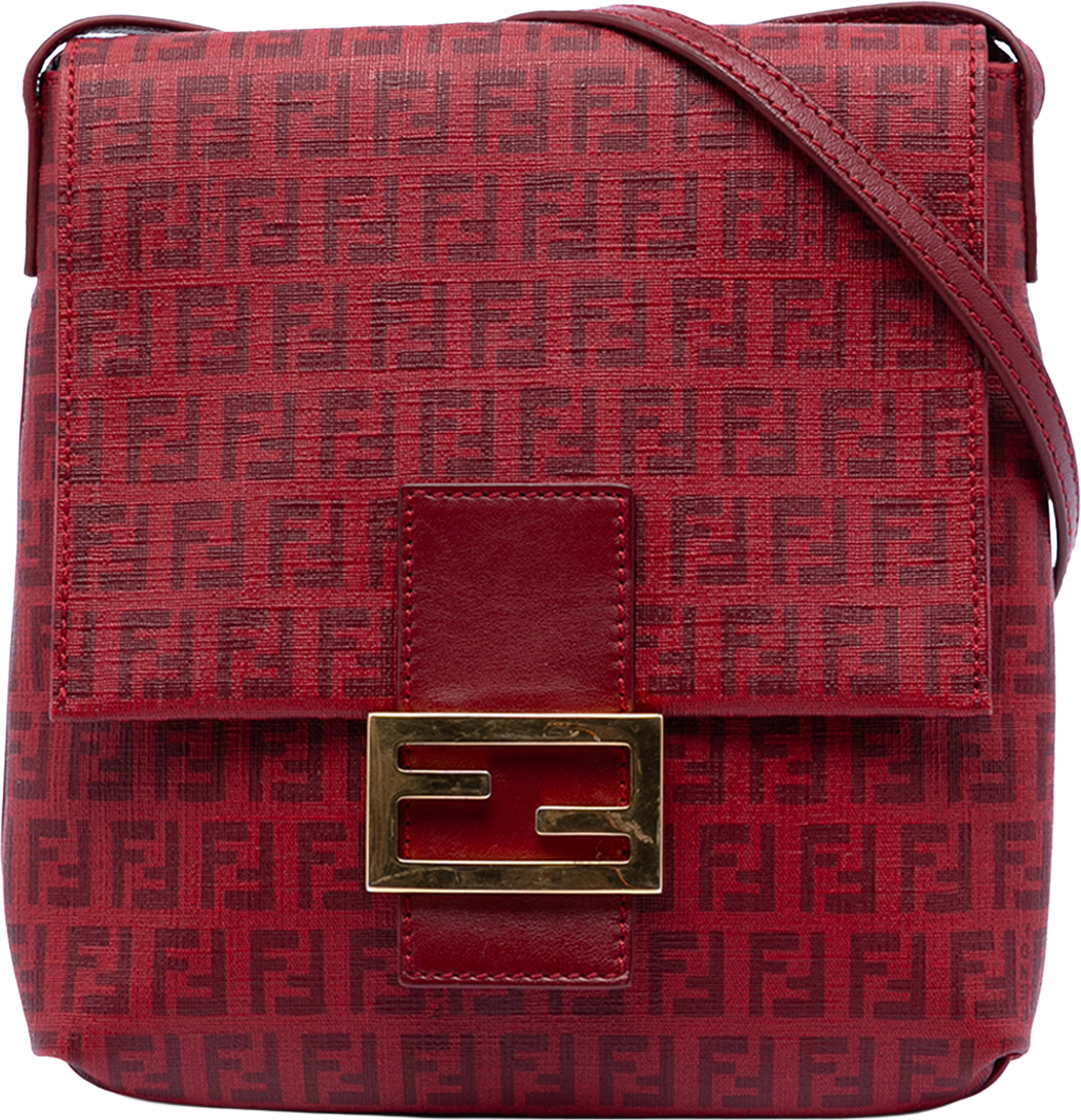 Fendi Zucchino Spalmati Crossbody, från Luxclusif, i färgen red. Klicka för att öppna bilden i stort format