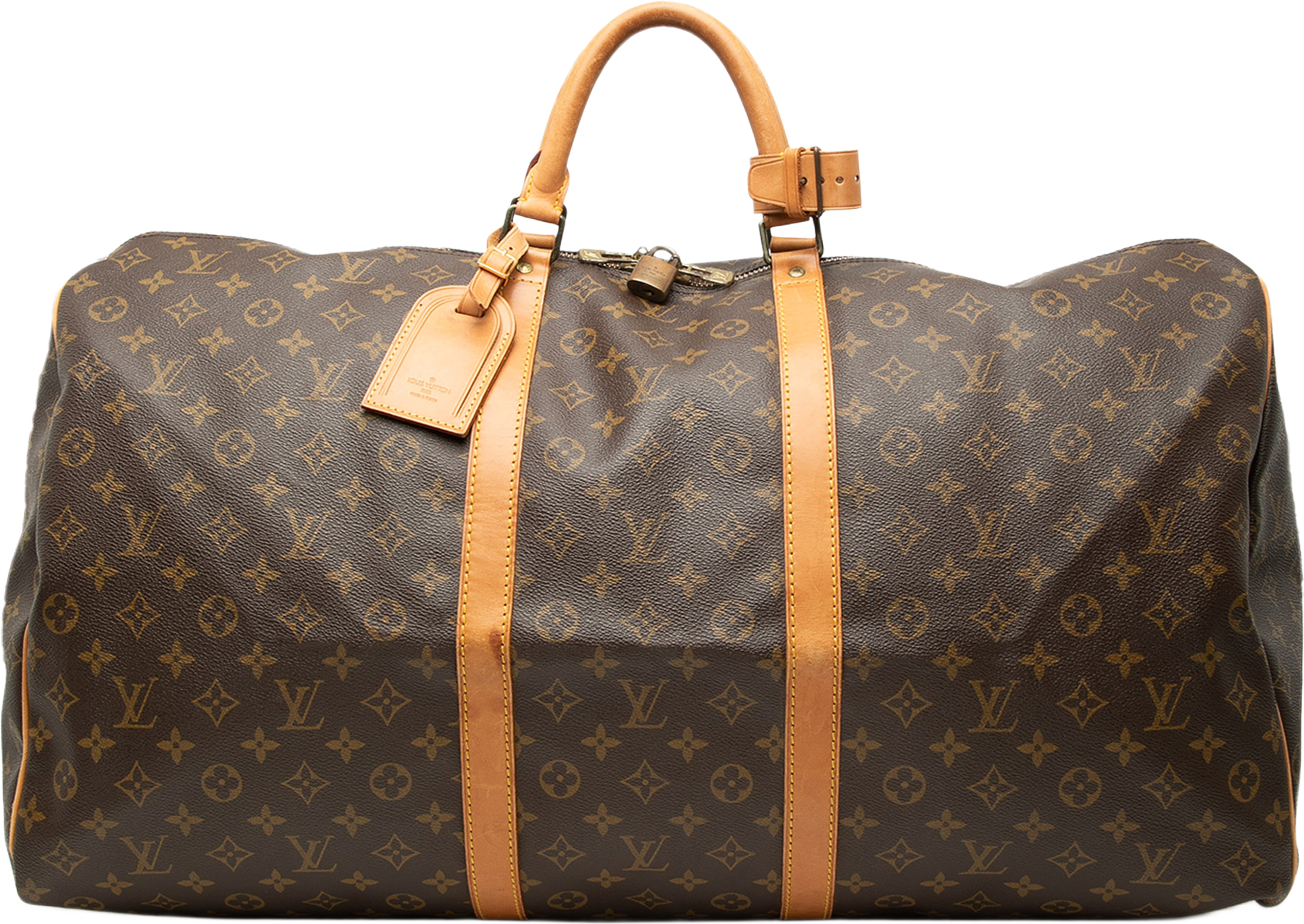 Louis Vuitton Monogram Keepall 60, från Luxclusif, i färgen brun. Klicka för att öppna bilden i stort format