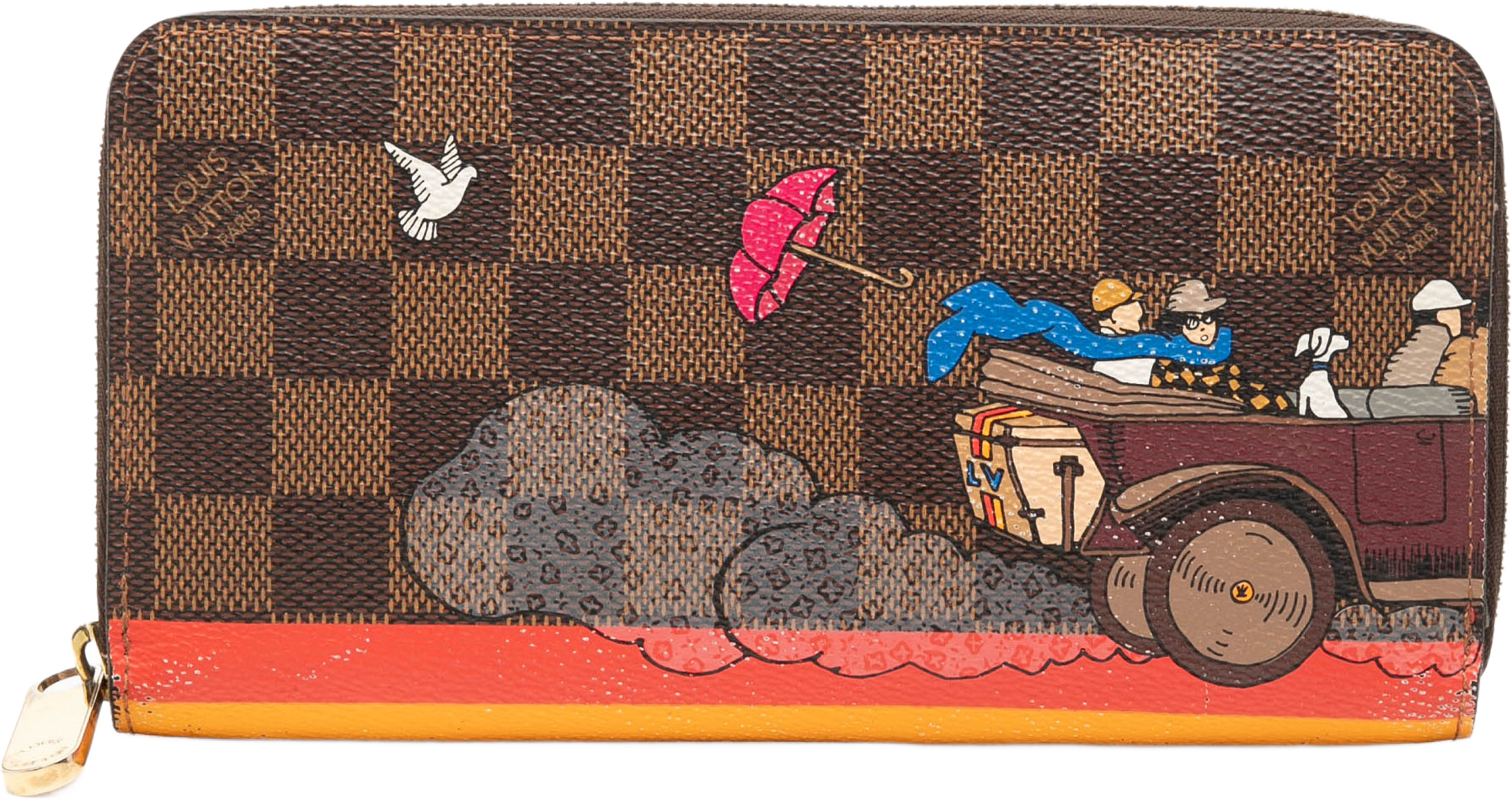 Louis Vuitton Damier Ebene Evasion Illustre Zippy Wallet, från Luxclusif, i färgen brun. Klicka för att öppna bilden i stort format