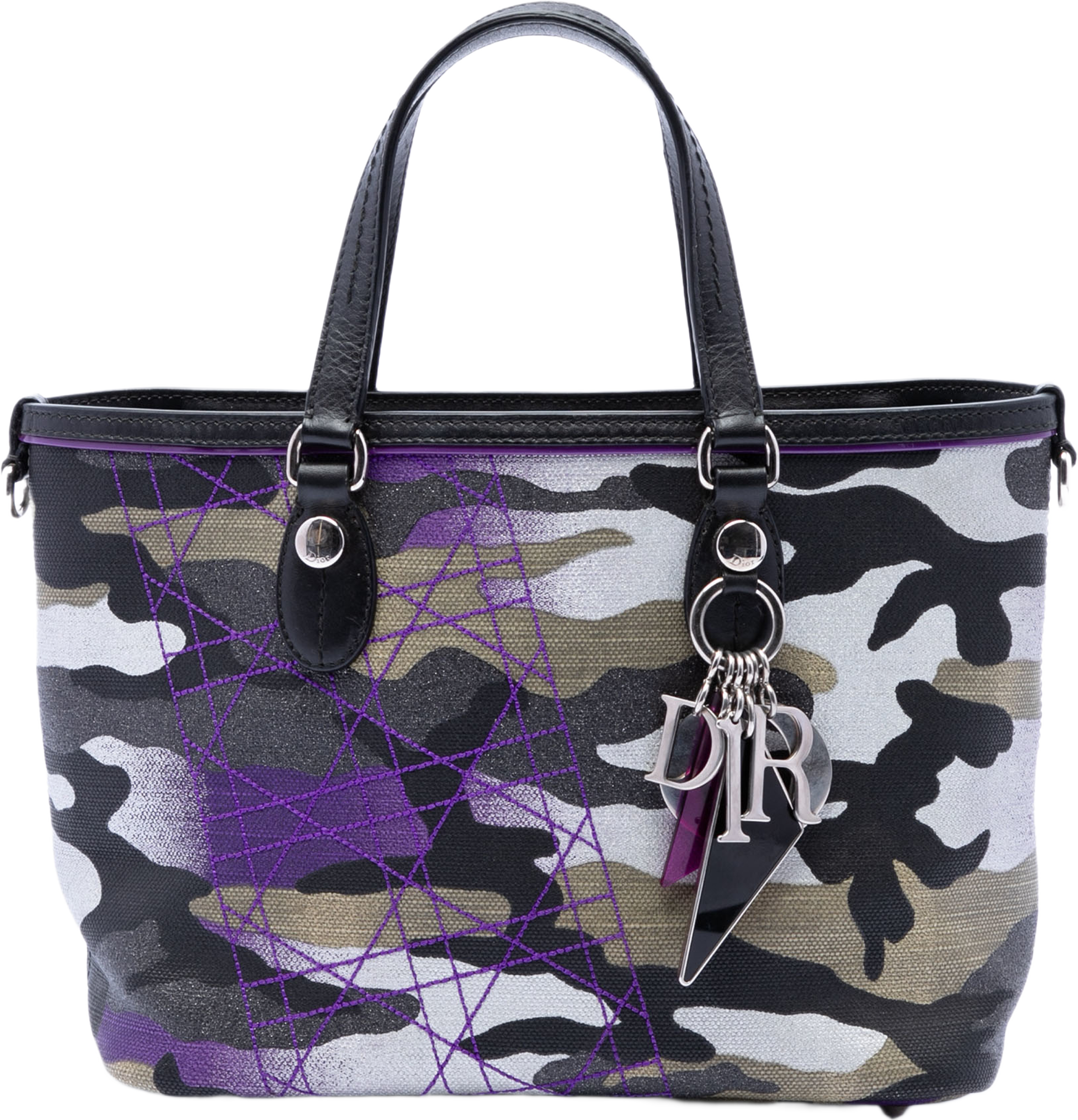 Dior Anselm Reyle Mini Canvas Camouflage Shopping Tote, från Luxclusif, i färgen purple. Klicka för att öppna bilden i stort format