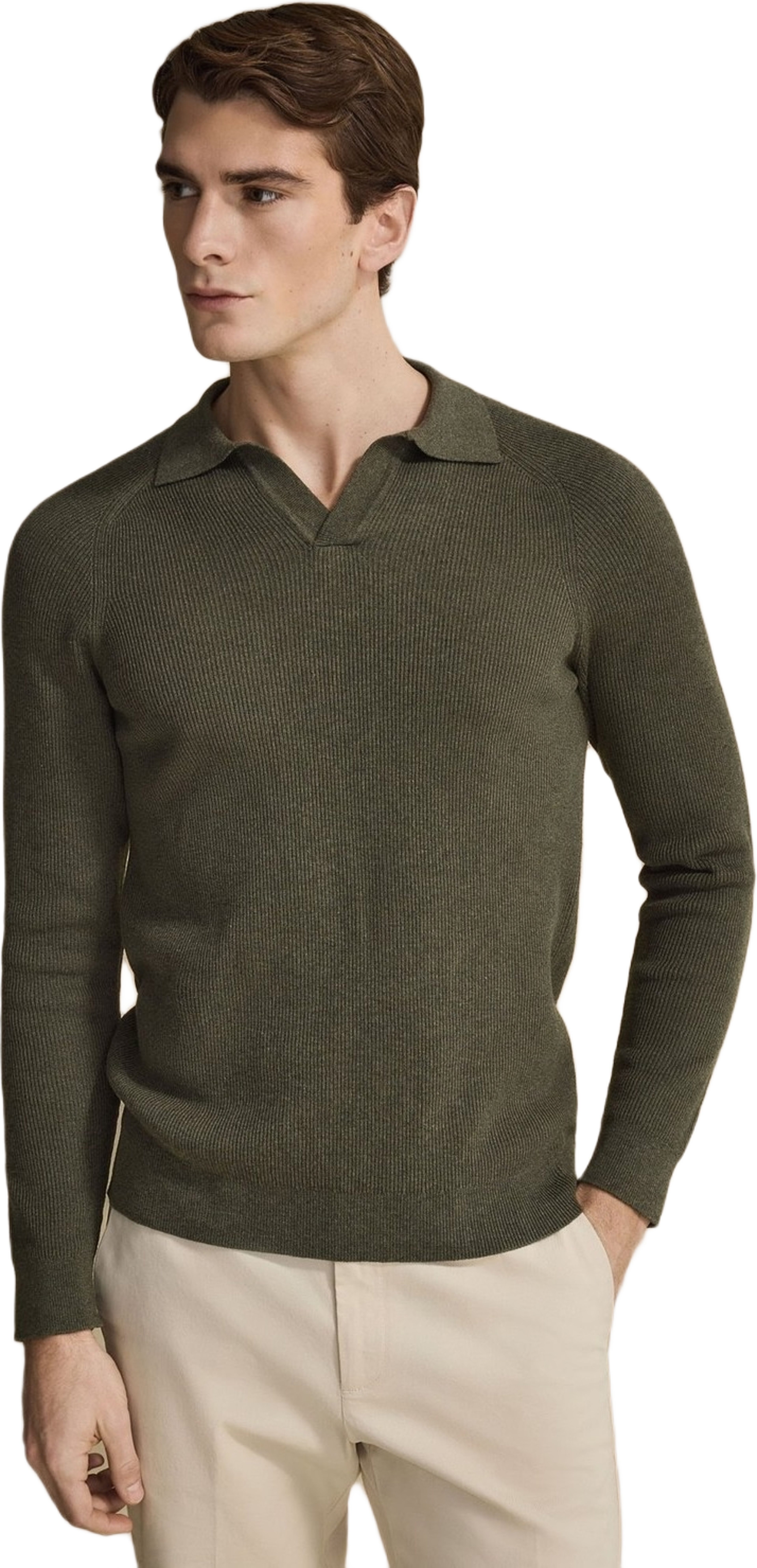 Cotton Rib Knitted Ls Polo Sweater (sandro)