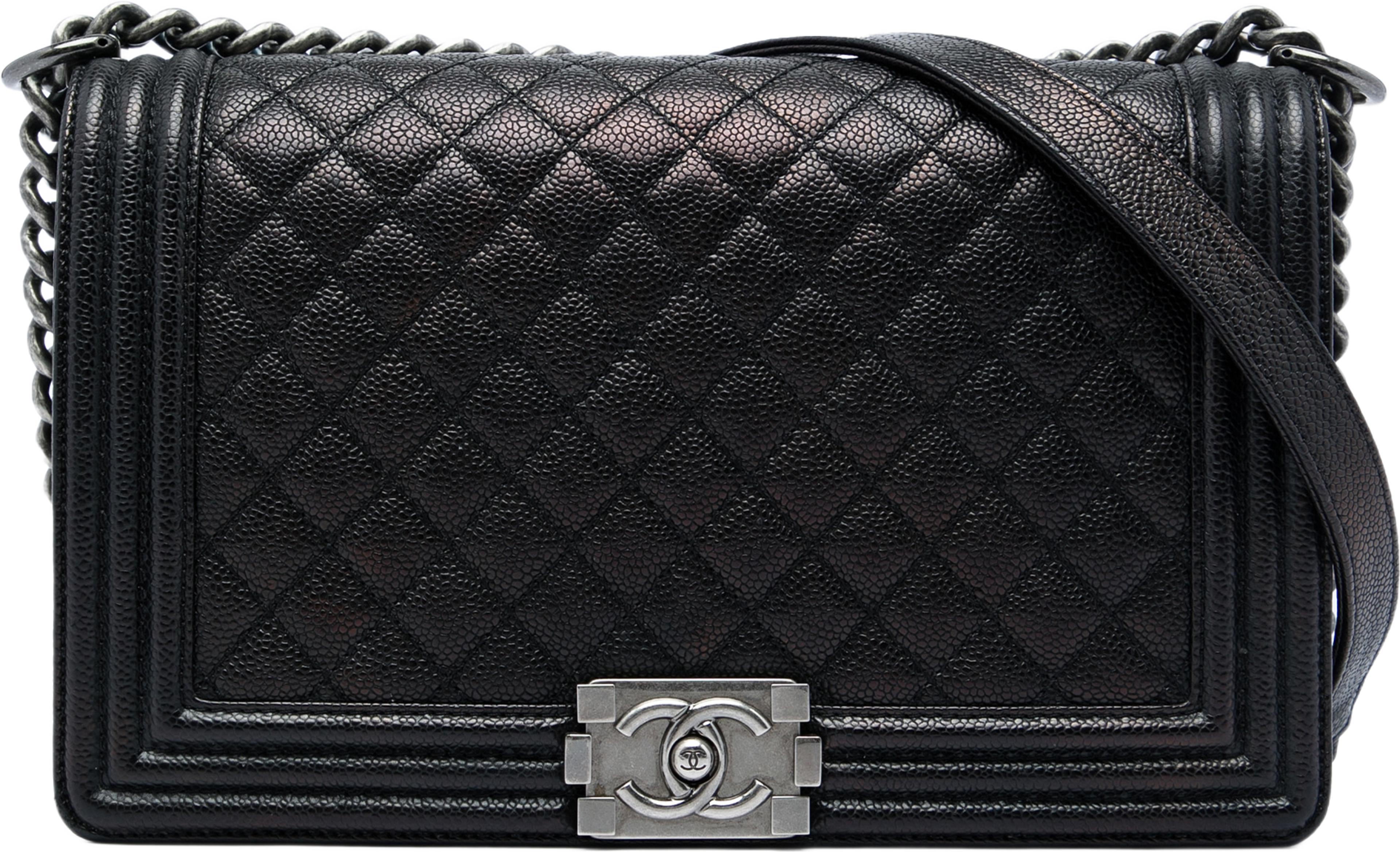 Chanel Large Quilted Caviar Boy Flap, från Luxclusif, i färgen svart. Klicka för att öppna bilden i stort format