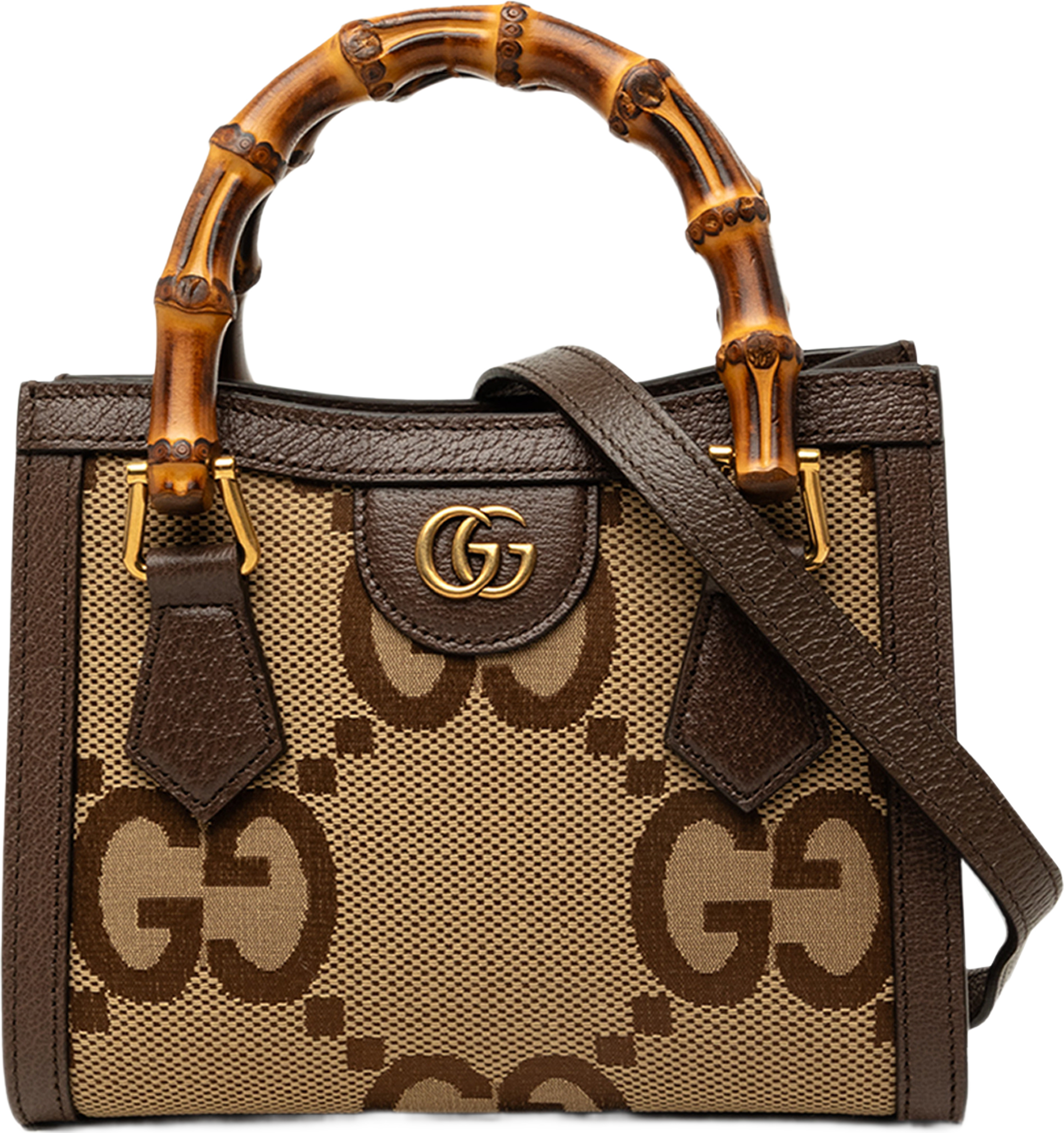 Gucci Mini Jumbo Gg Canvas Bamboo Diana Satchel, från Luxclusif, i färgen beige. Klicka för att öppna bilden i stort format