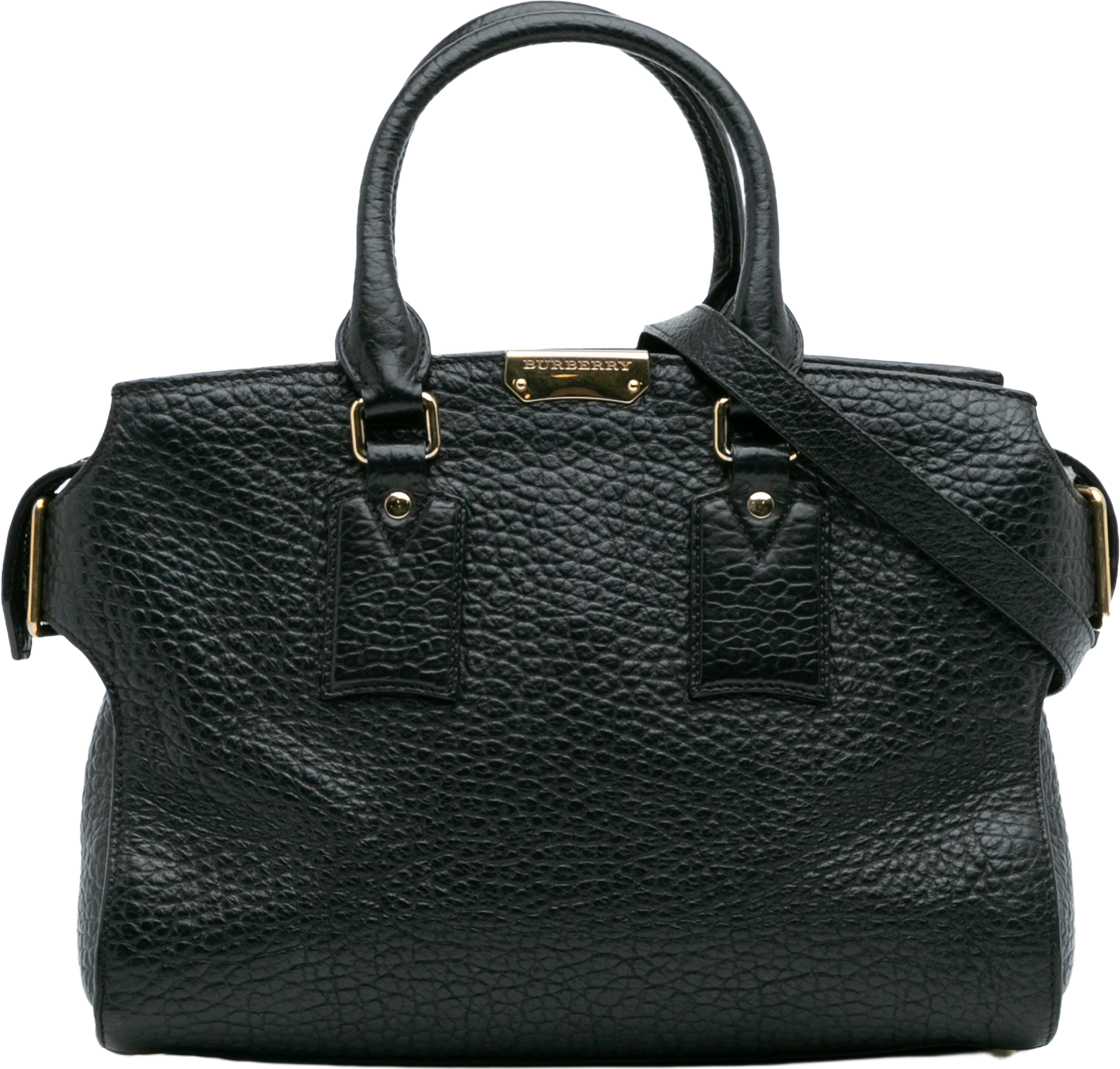 Burberry Medium Grained Leather Clifton Satchel, från Luxclusif, i färgen black. Klicka för att öppna bilden i stort format
