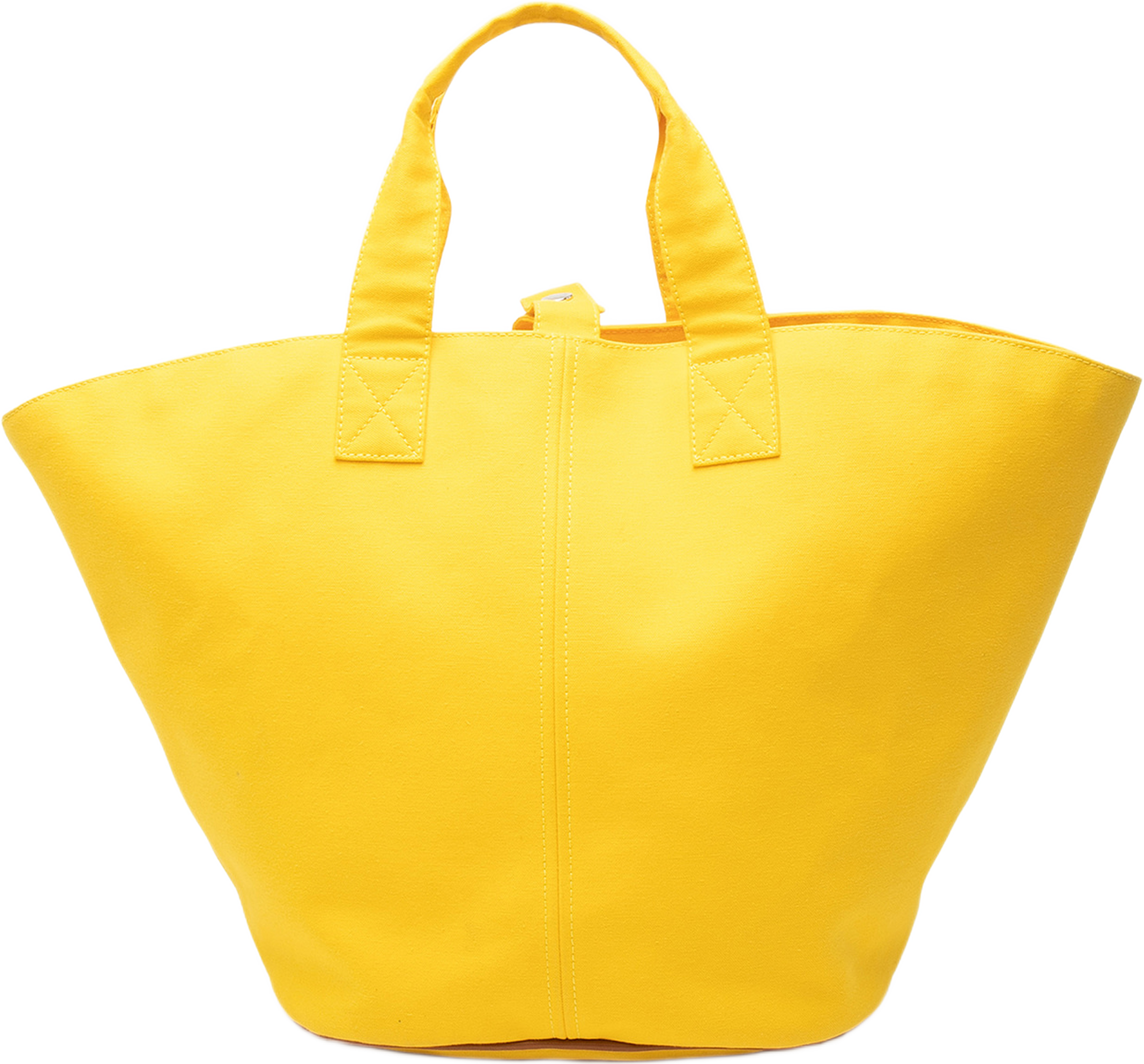 Hermès Toile Panier De Plage Pm, från Luxclusif, i färgen yellow. Klicka för att öppna bilden i stort format