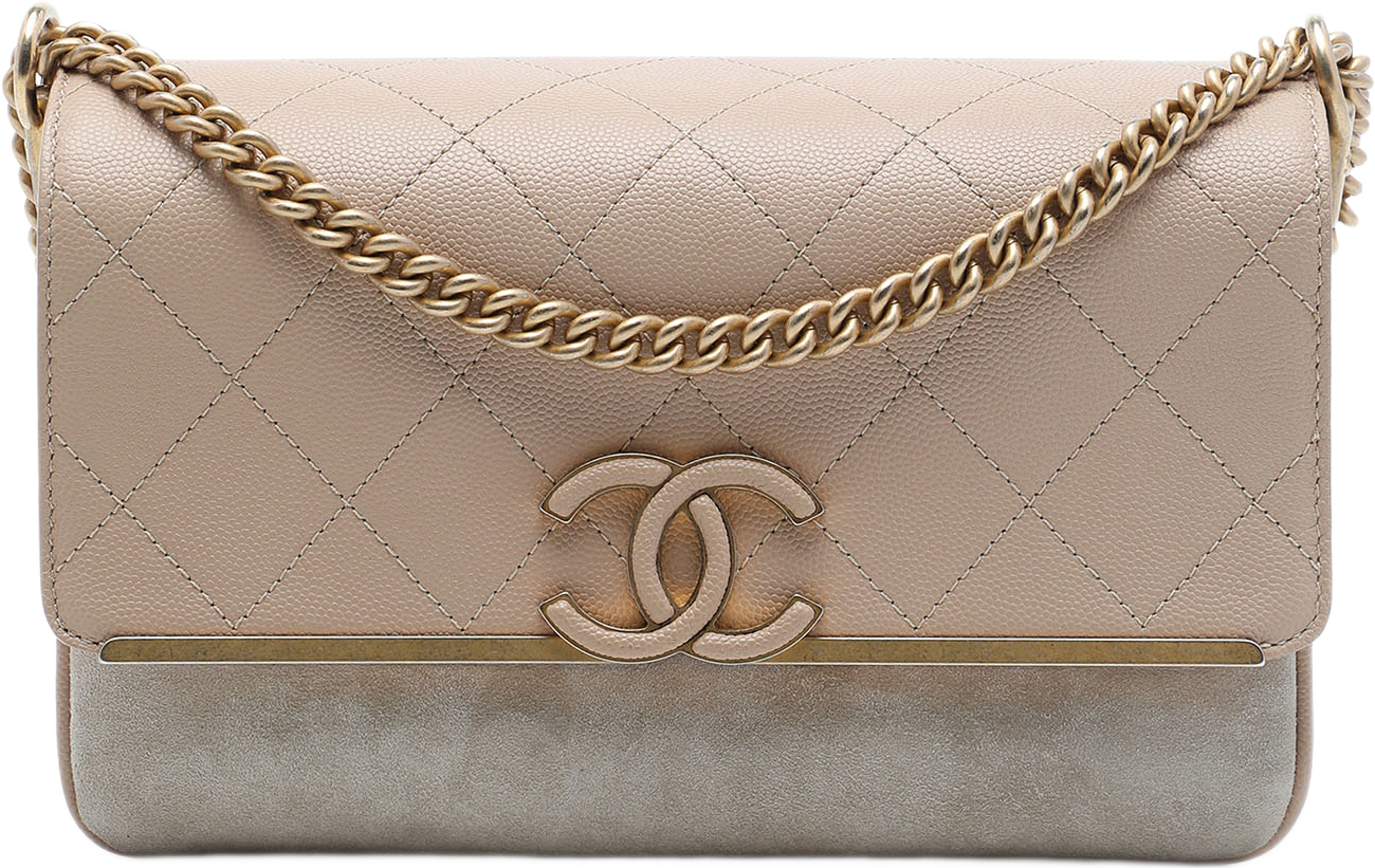 Chanel Small Cc Stitched Caviar And Suede Lady Coco Flap, från Luxclusif, i färgen beige. Klicka för att öppna bilden i stort format