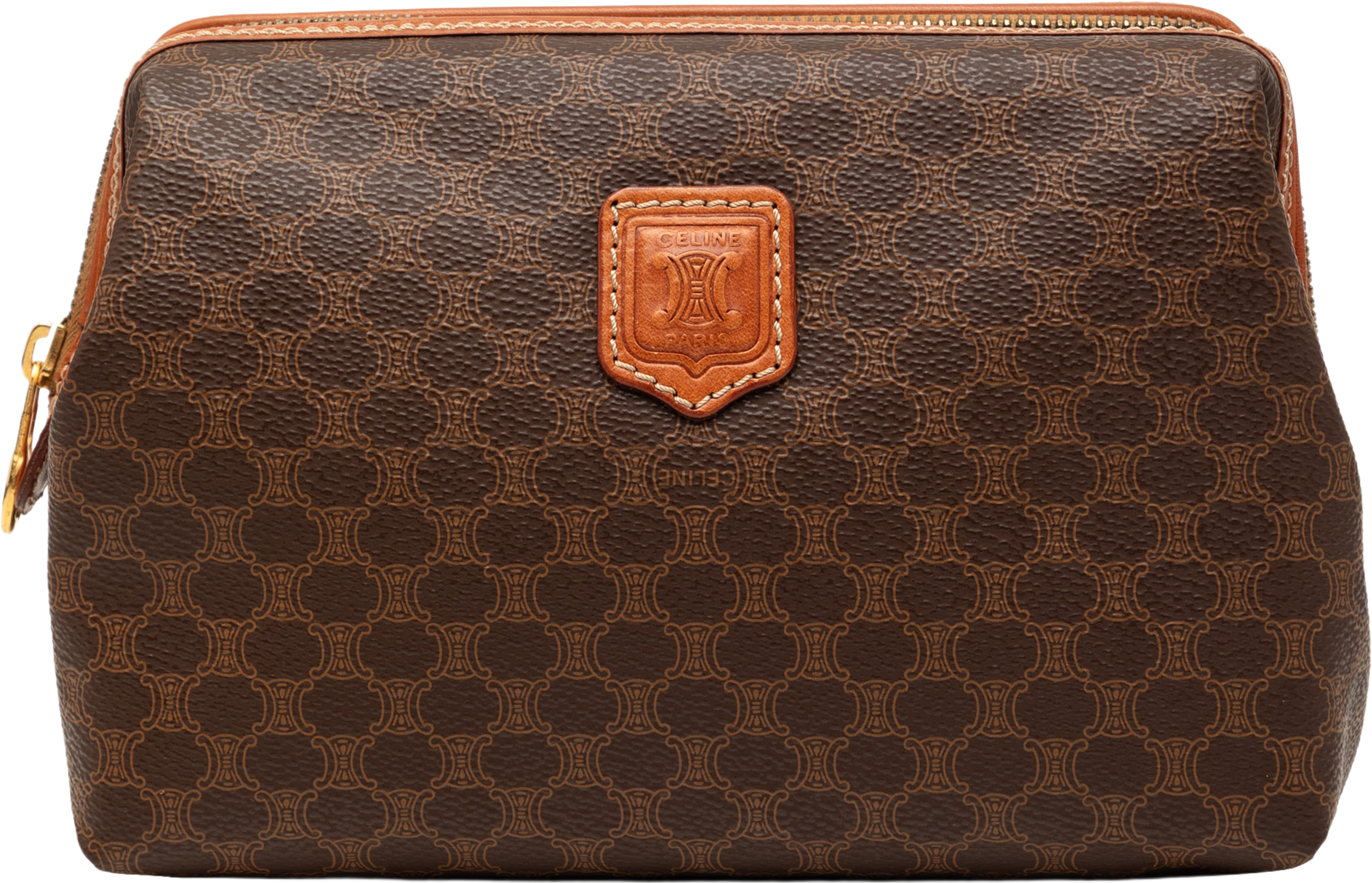 Celine Macadam Coated Canvas Pouch, från Luxclusif, i färgen brown. Klicka för att öppna bilden i stort format
