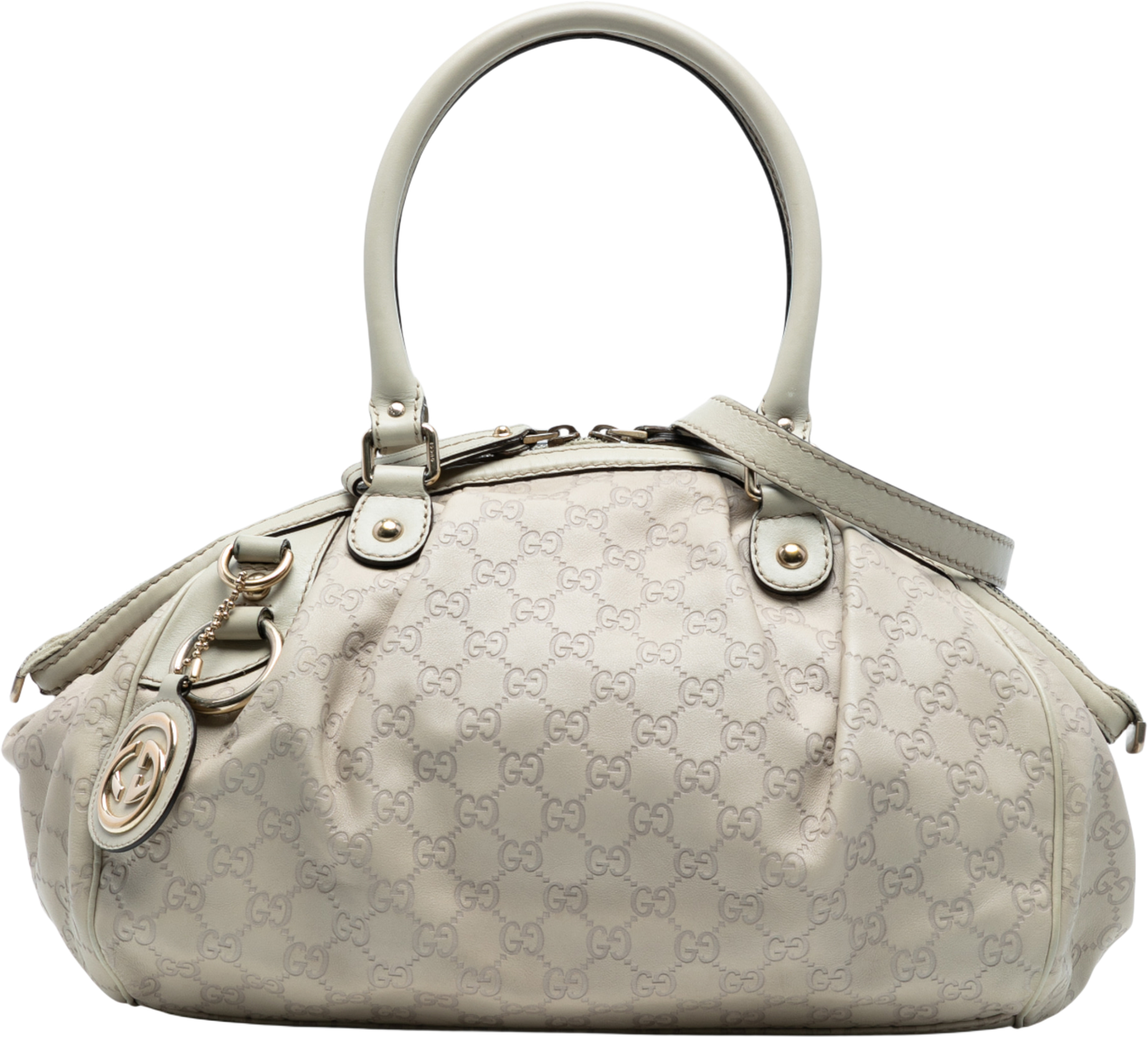 Gucci Guccissima Sukey Satchel, från Luxclusif, i färgen beige. Klicka för att öppna bilden i stort format