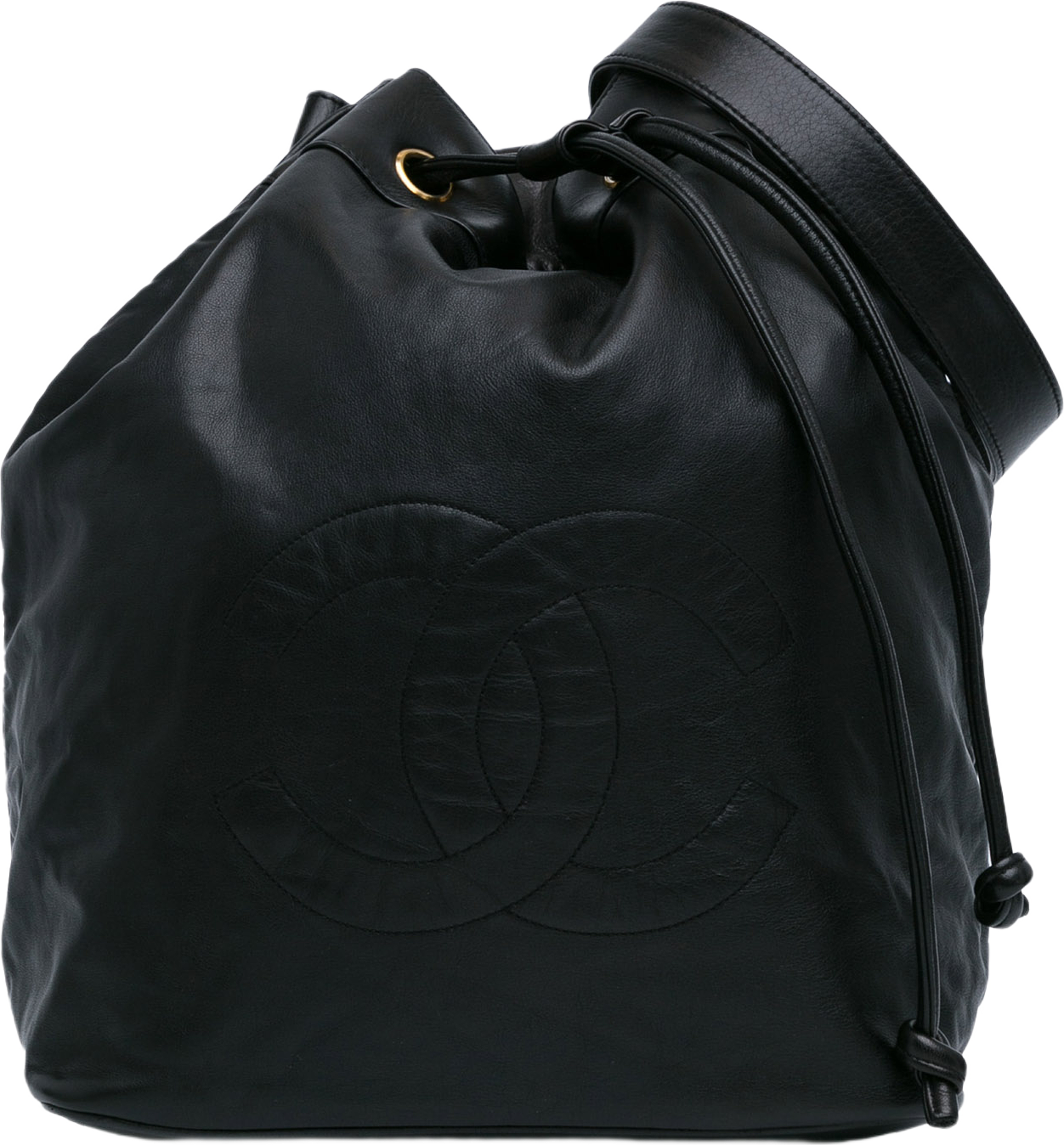 Chanel Cc Lambskin Drawstring Sling Backpack