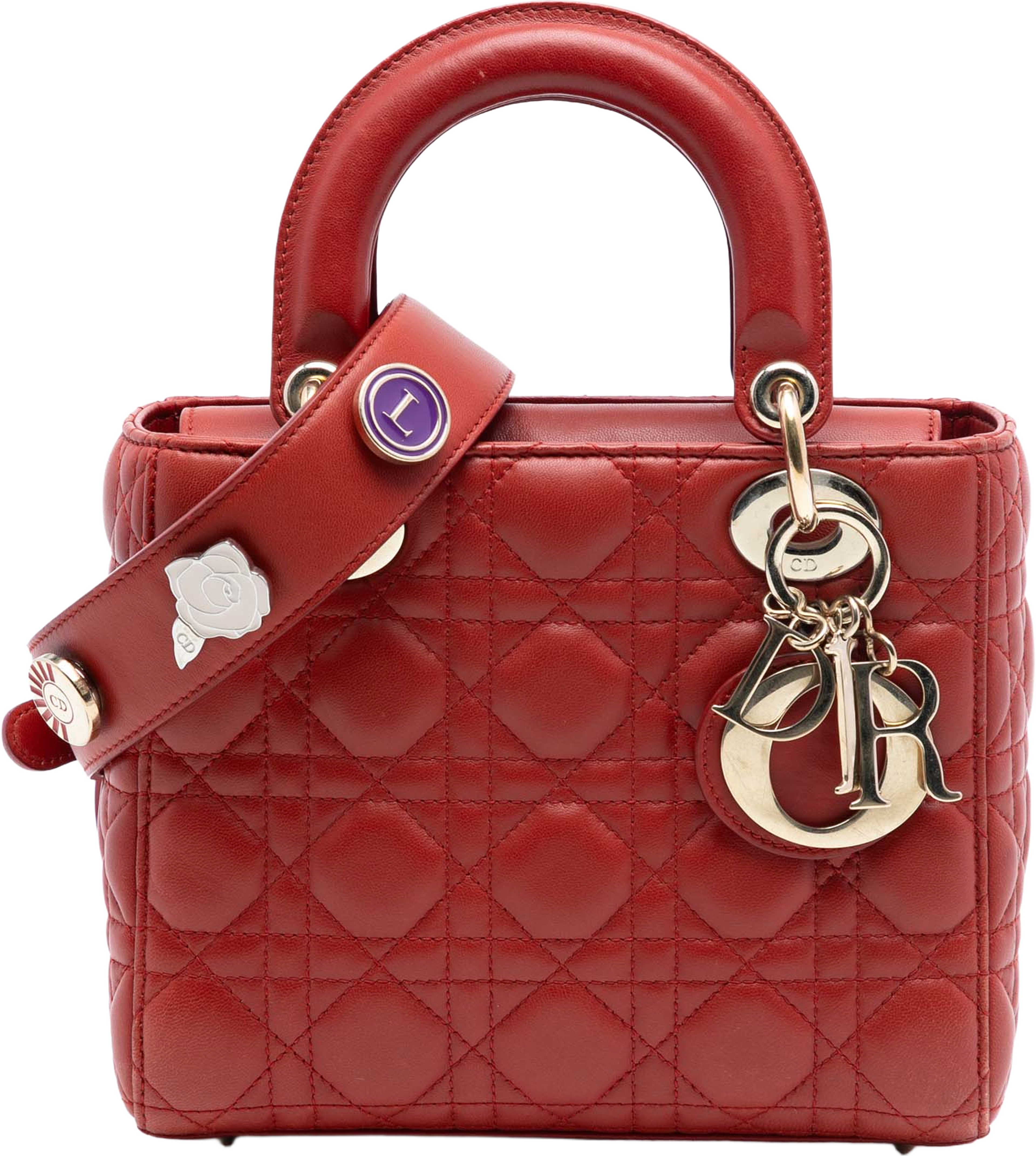 Dior Small Lambskin Cannage My Abcdior Lady Dior, från Luxclusif, i färgen red. Klicka för att öppna bilden i stort format