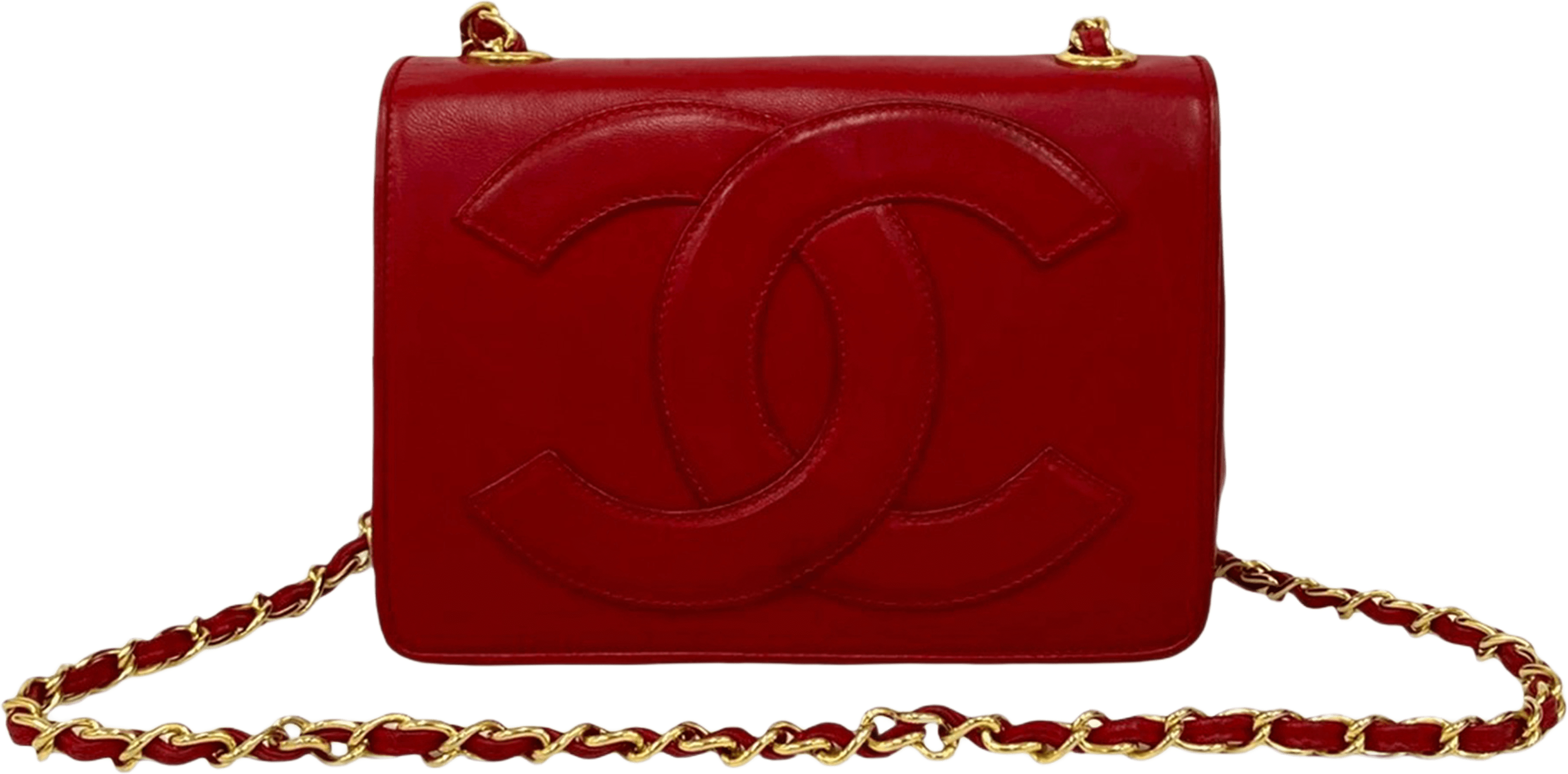 Chanel Cc Lambskin Full Flap, från Luxclusif, i färgen röd. Klicka för att öppna bilden i stort format