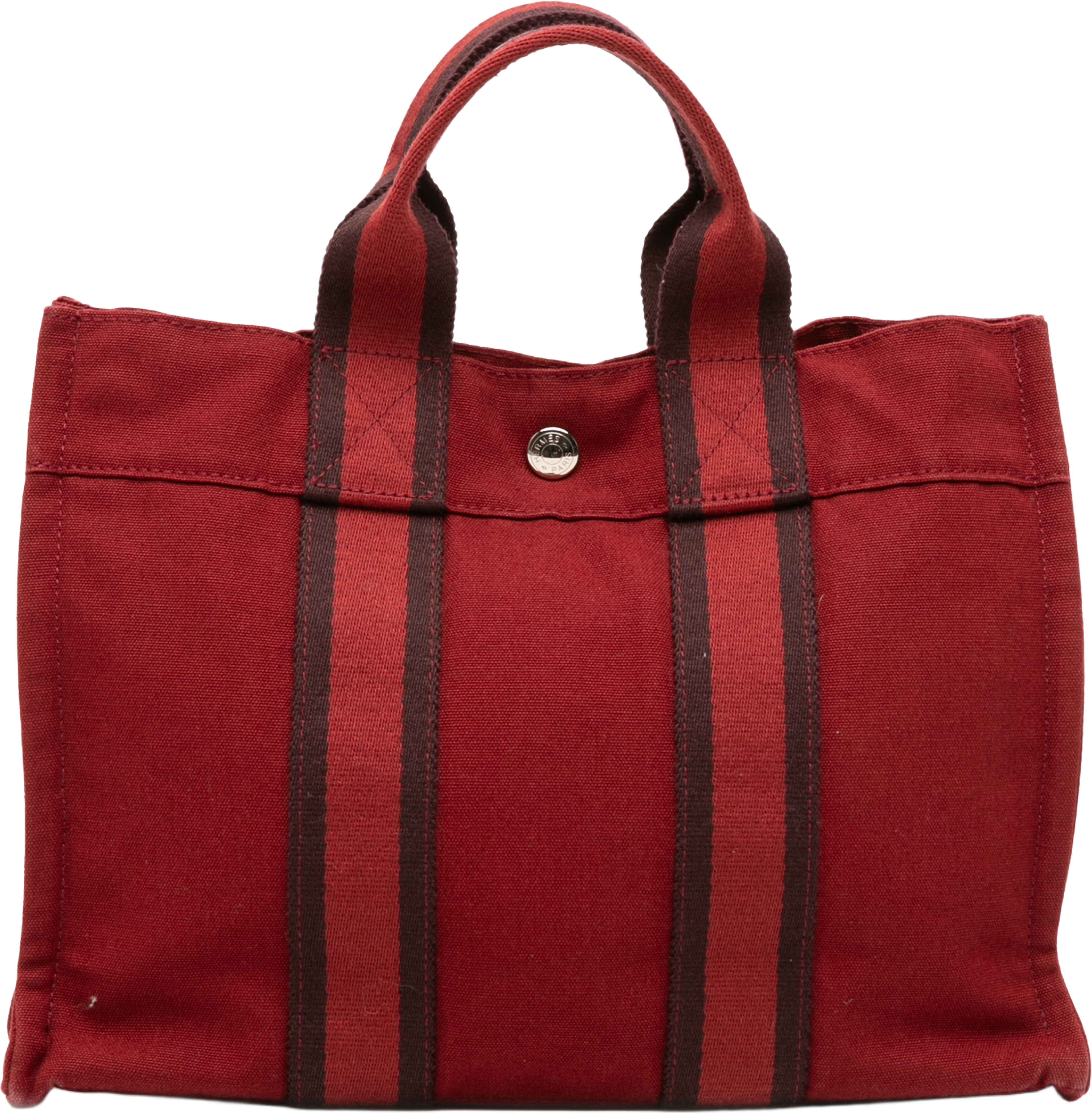 Hermès Canvas Fourre Tout Pm, från Luxclusif, i färgen red. Klicka för att öppna bilden i stort format