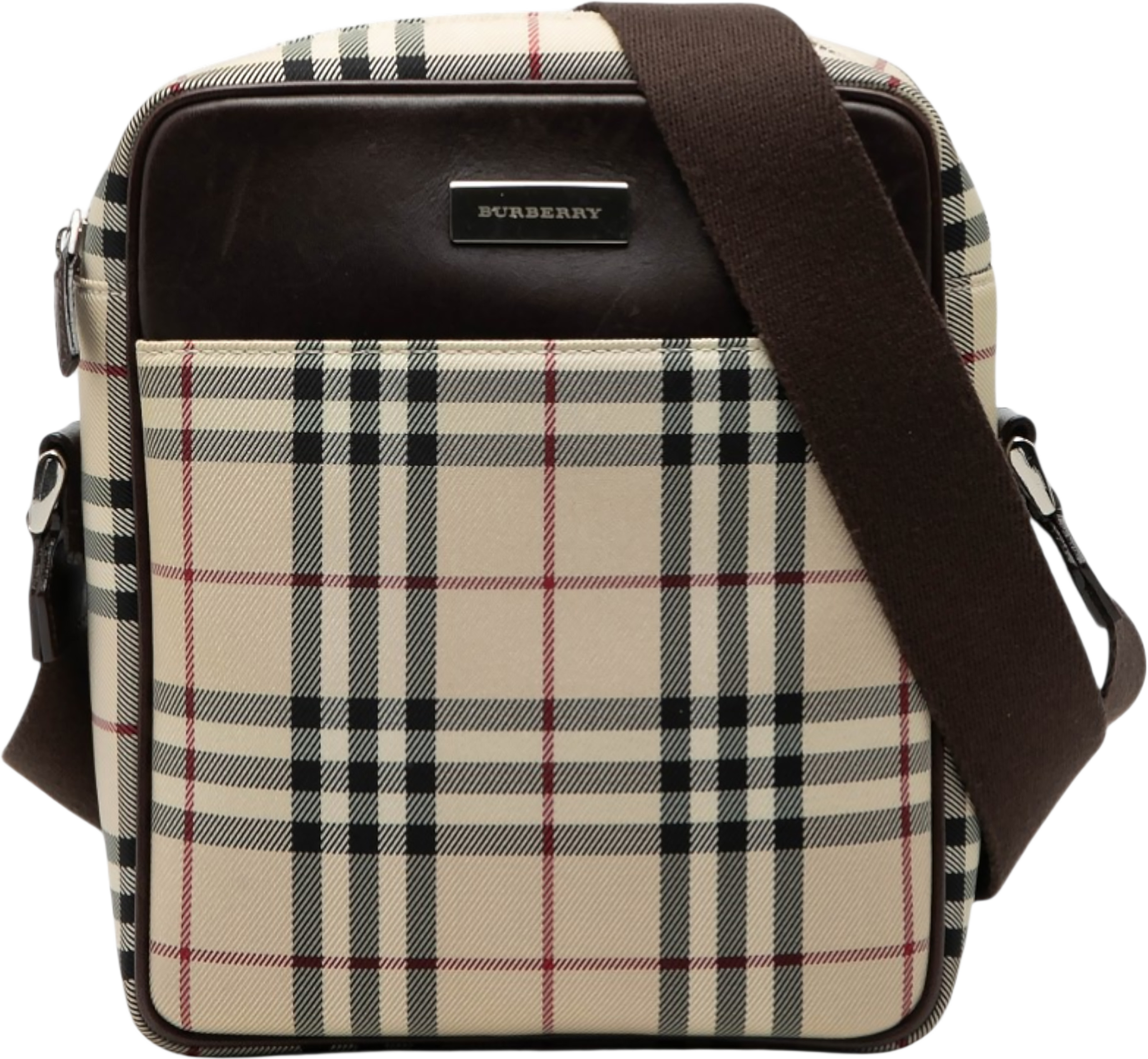 Burberry House Check Canvas Crossbody, från Luxclusif, i färgen beige. Klicka för att öppna bilden i stort format