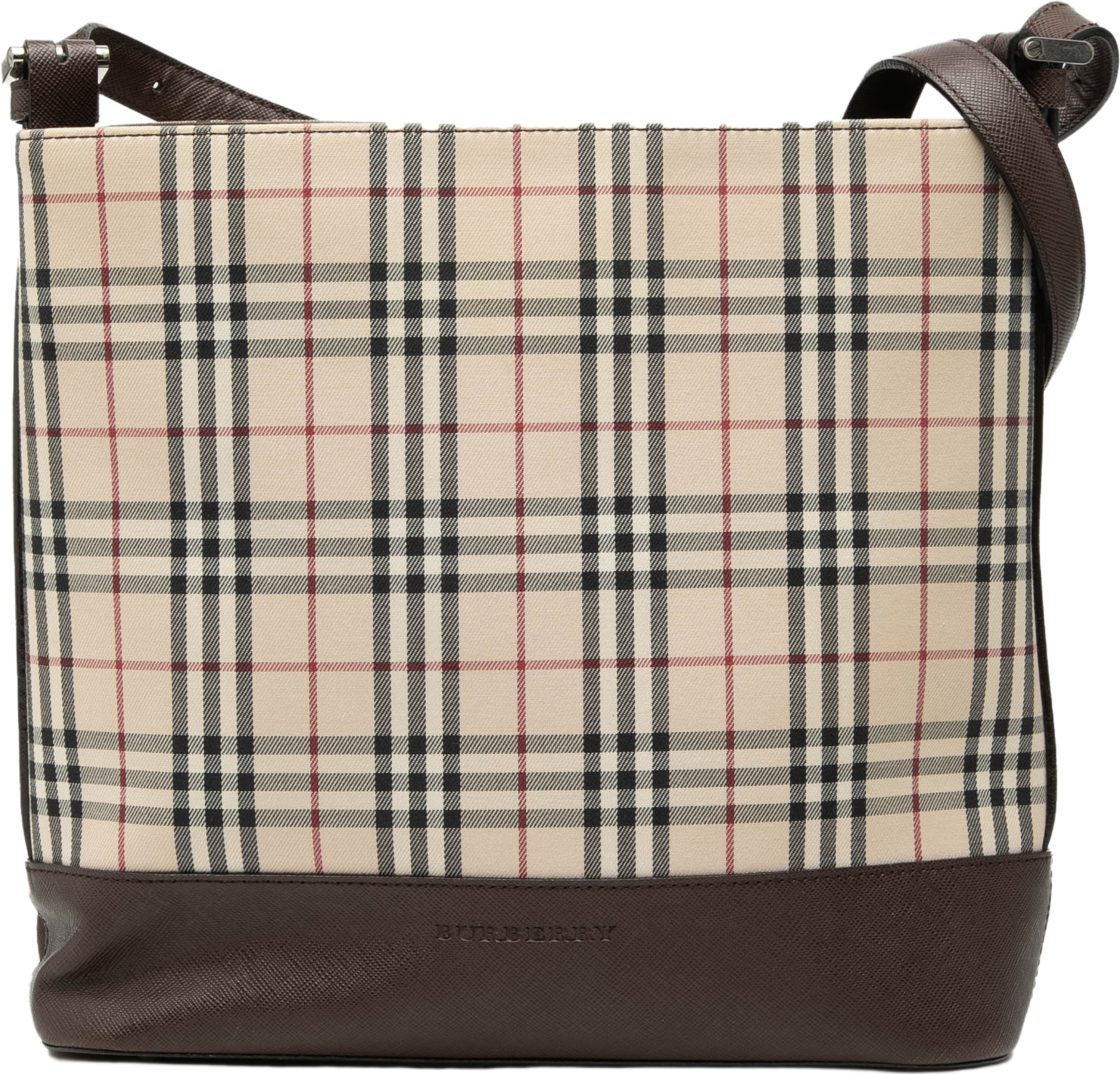 Burberry House Check Canvas Shoulder Bag, från Luxclusif, i färgen beige. Klicka för att öppna bilden i stort format