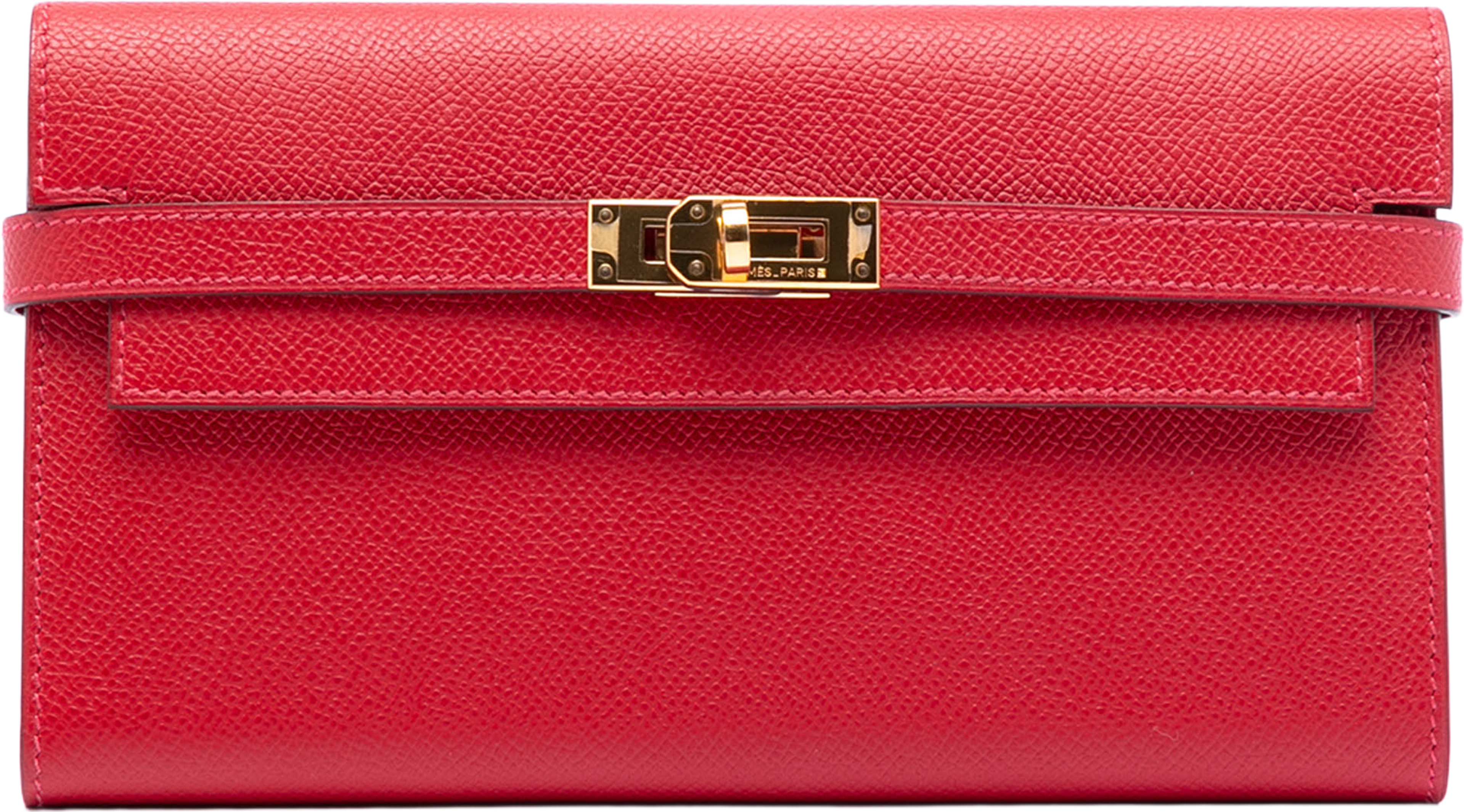 Hermès Epsom Kelly Longue Wallet Long Wallets, från Luxclusif, i färgen red. Klicka för att öppna bilden i stort format