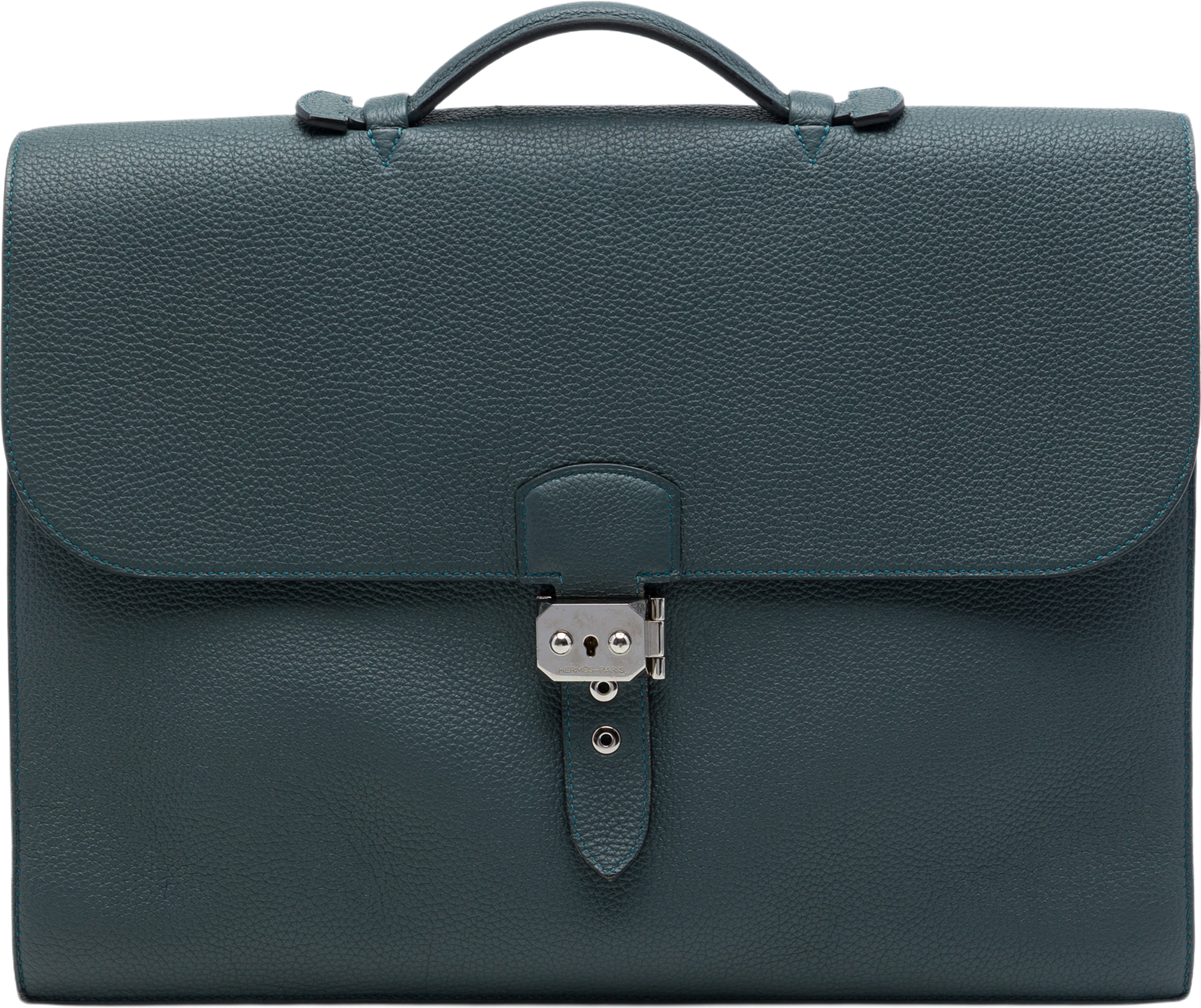 Hermès Togo Verso Sac A Depeches 38, från Luxclusif, i färgen blå. Klicka för att öppna bilden i stort format