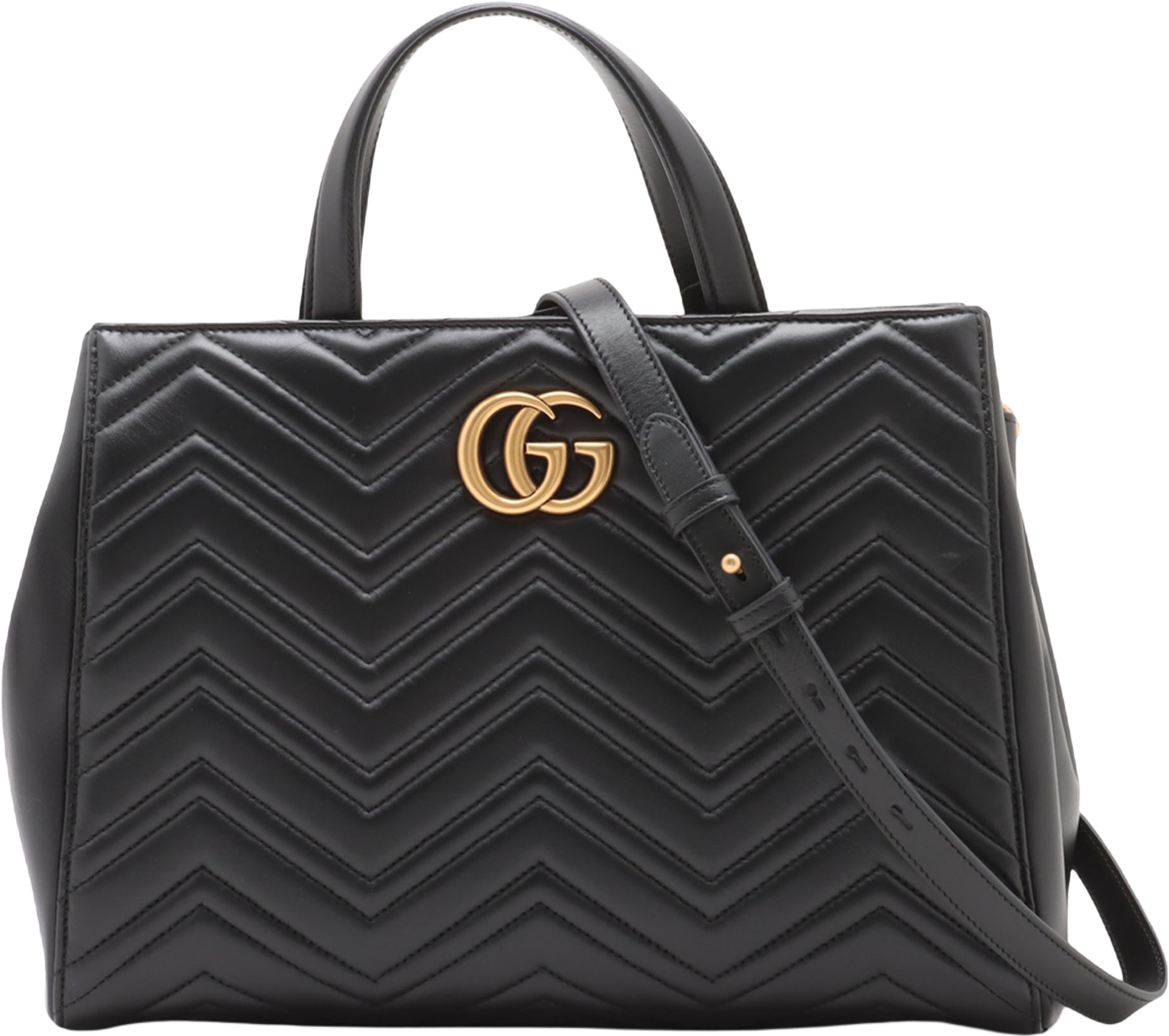 Gucci Medium Gg Marmont Matelasse Calfskin Satchel, från Luxclusif, i färgen black. Klicka för att öppna bilden i stort format