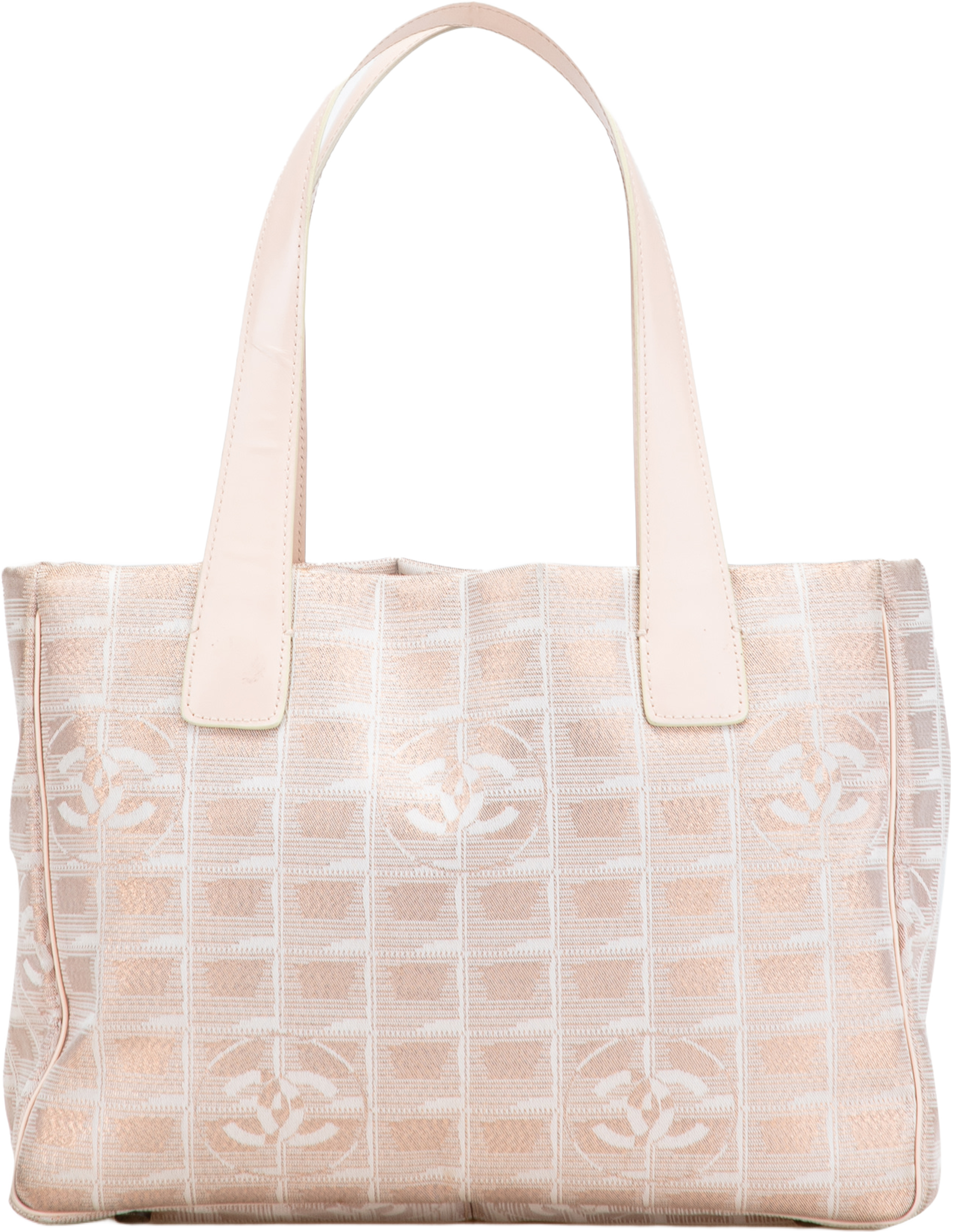 Chanel New Travel Line Nylon Tote, från Luxclusif, i färgen beige. Klicka för att öppna bilden i stort format