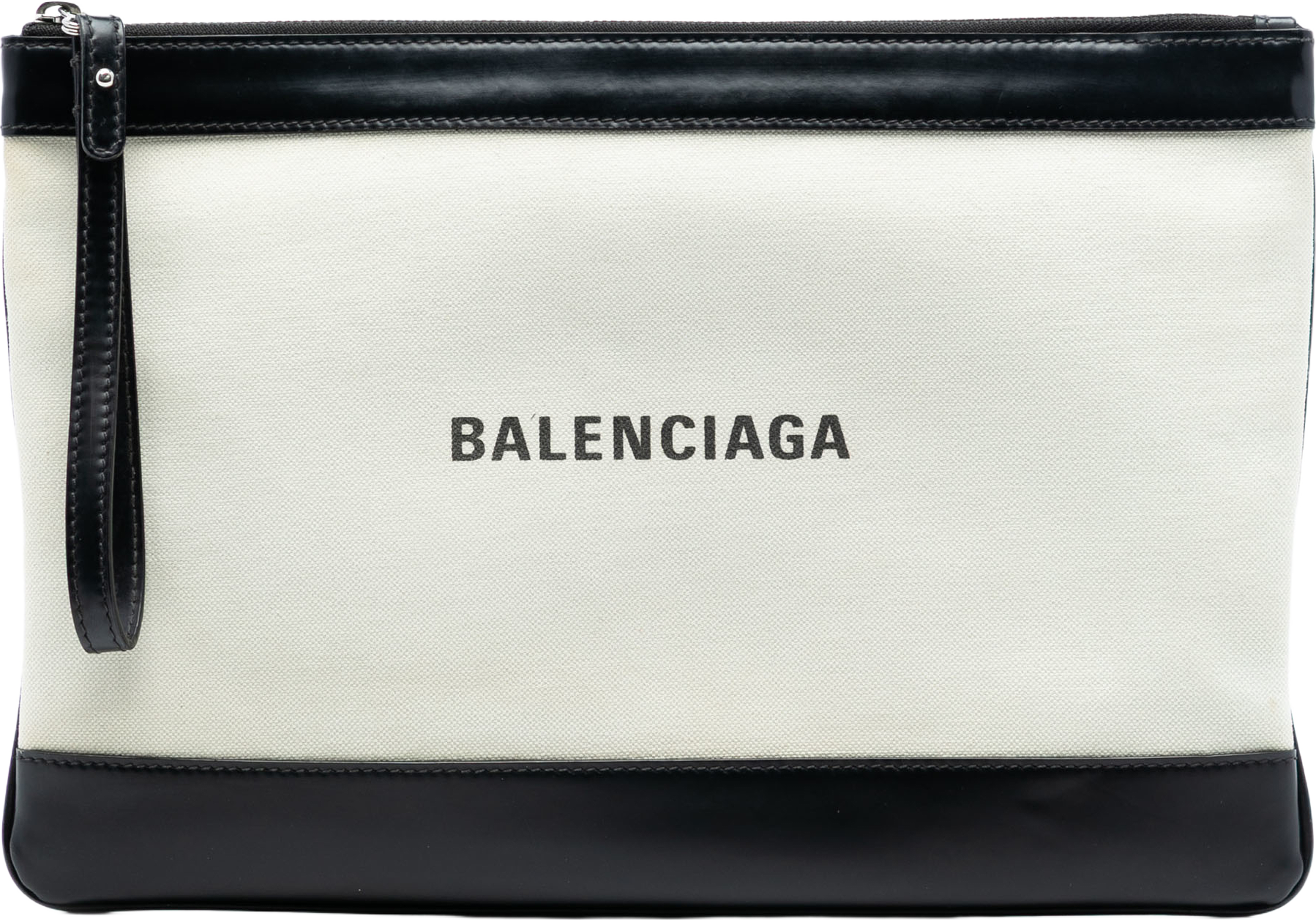 Balenciaga Canvas Navy Clip M, från Luxclusif, i färgen light beige. Klicka för att öppna bilden i stort format