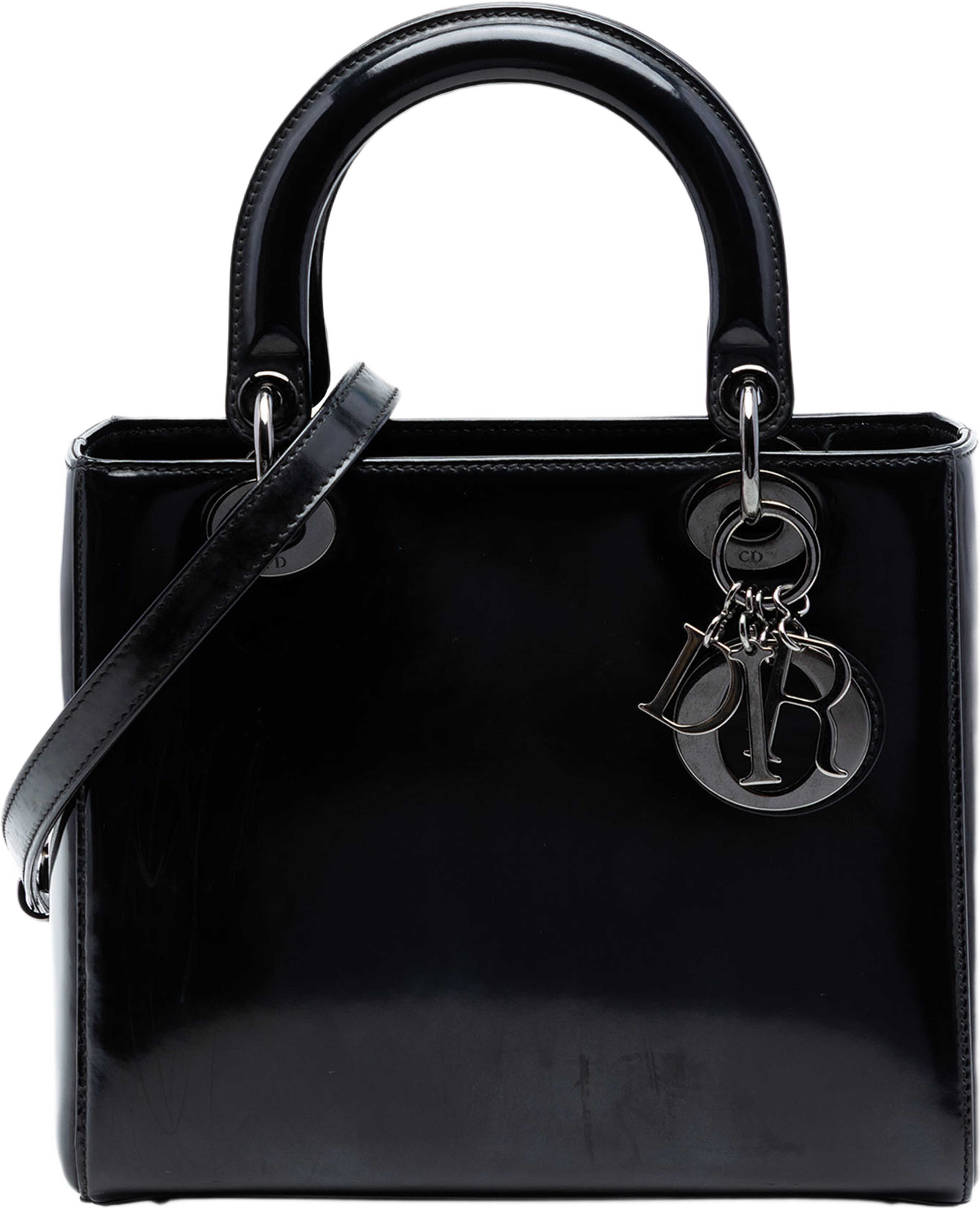 Dior Medium Patent Lady Dior, från Luxclusif, i färgen black. Klicka för att öppna bilden i stort format