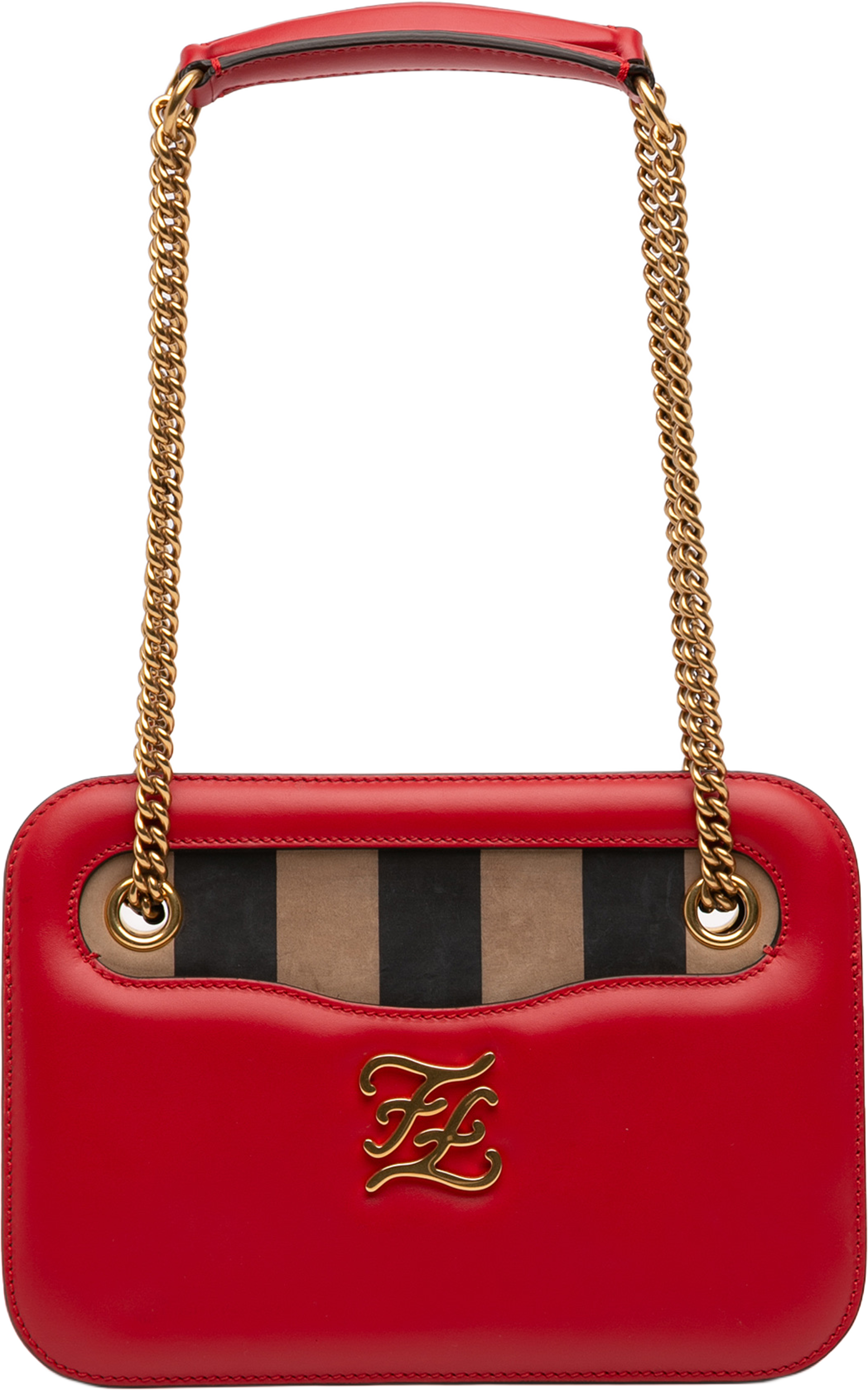 Fendi Calfskin Vitello King Nubuck Pequin Karligraphy Pocket Shoulder Bag, från Luxclusif, i färgen red. Klicka för att öppna bilden i stort format