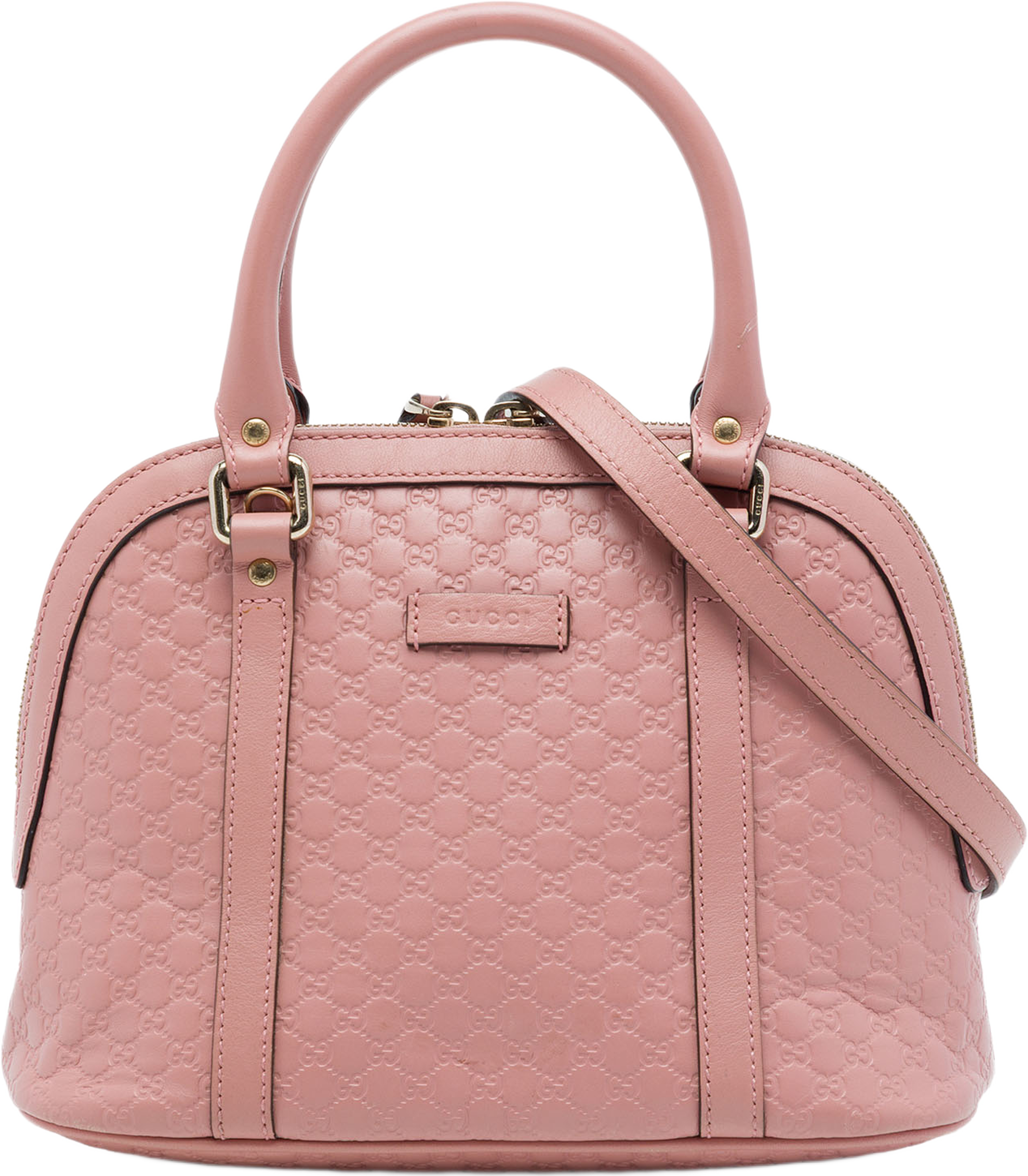 Gucci Mini Microguccissima Dome Satchel, från Luxclusif, i färgen rosa. Klicka för att öppna bilden i stort format