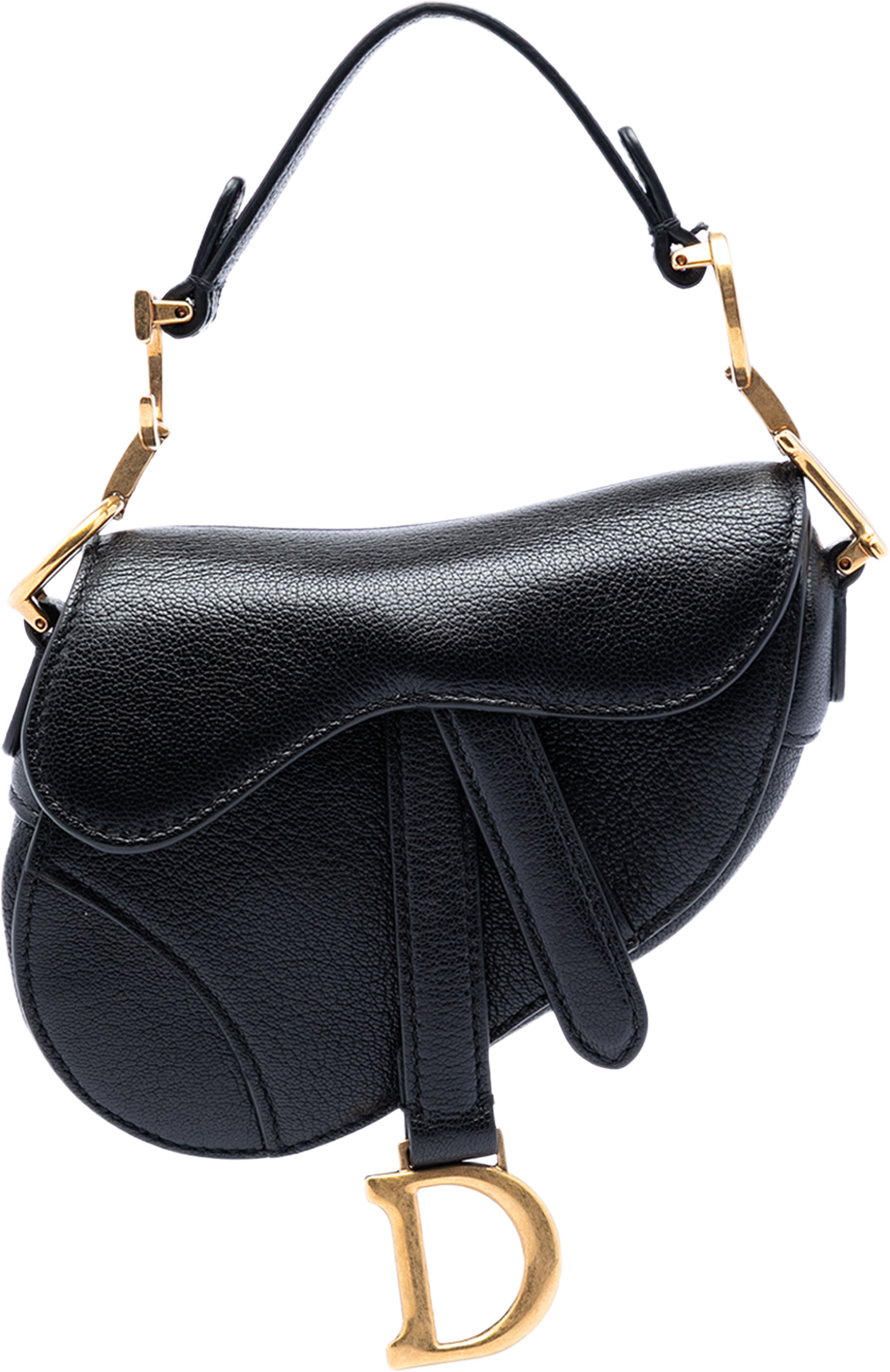 Dior Micro Goatskin Saddle Bag, från Luxclusif, i färgen black. Klicka för att öppna bilden i stort format
