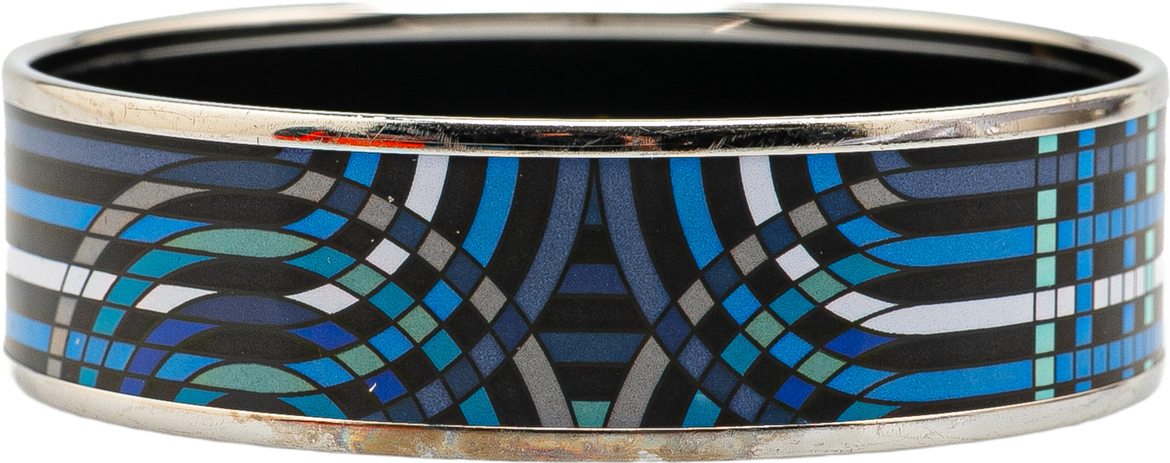 Hermès Wide Geometric Enamel Bangle 65