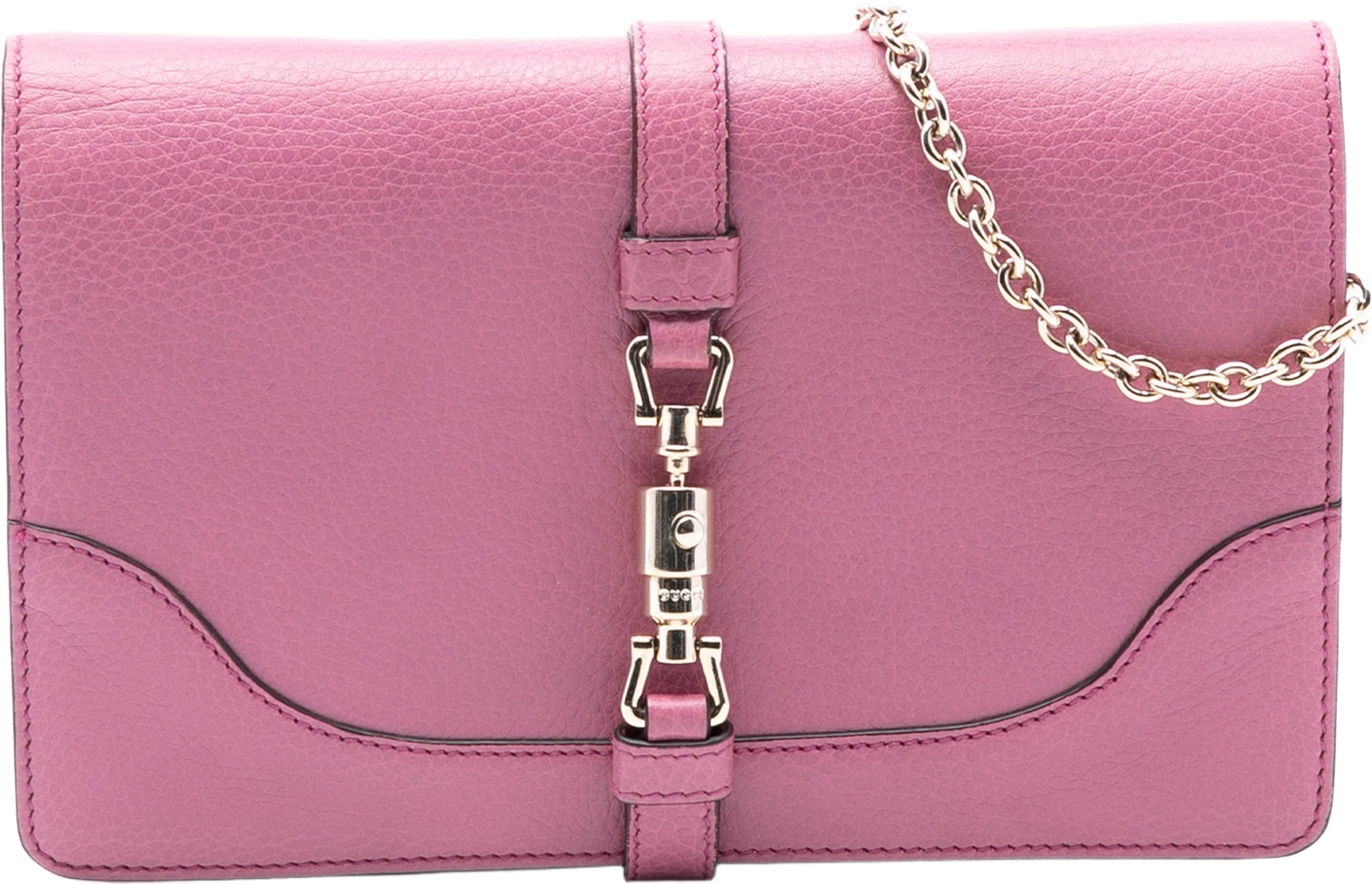 Gucci Pebbled Calfskin Piston Broadway Evening Bag, från Luxclusif, i färgen pink. Klicka för att öppna bilden i stort format