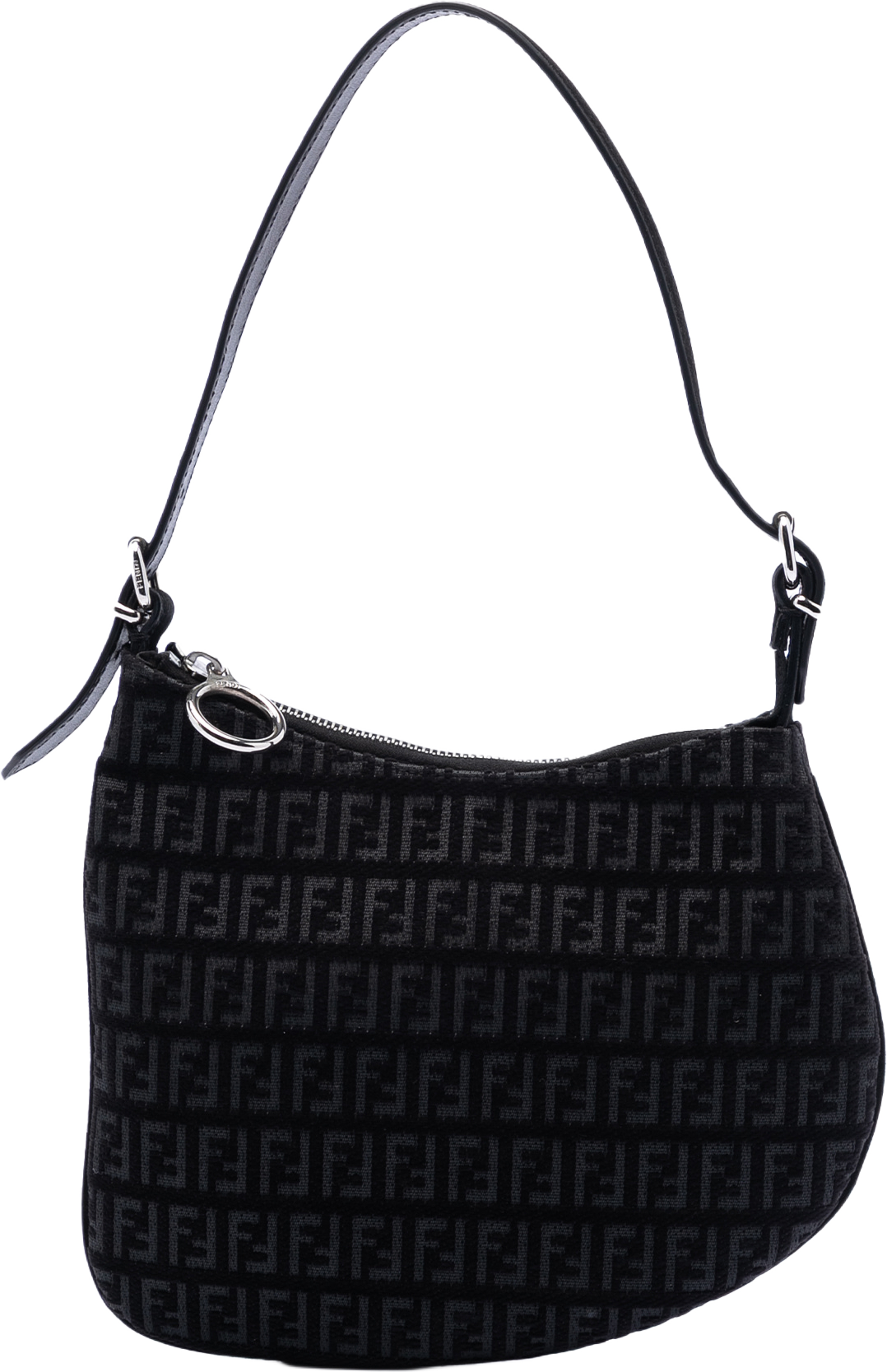 Fendi Zucchino Canvas Oyster Shoulder Bag, från Luxclusif, i färgen black. Klicka för att öppna bilden i stort format