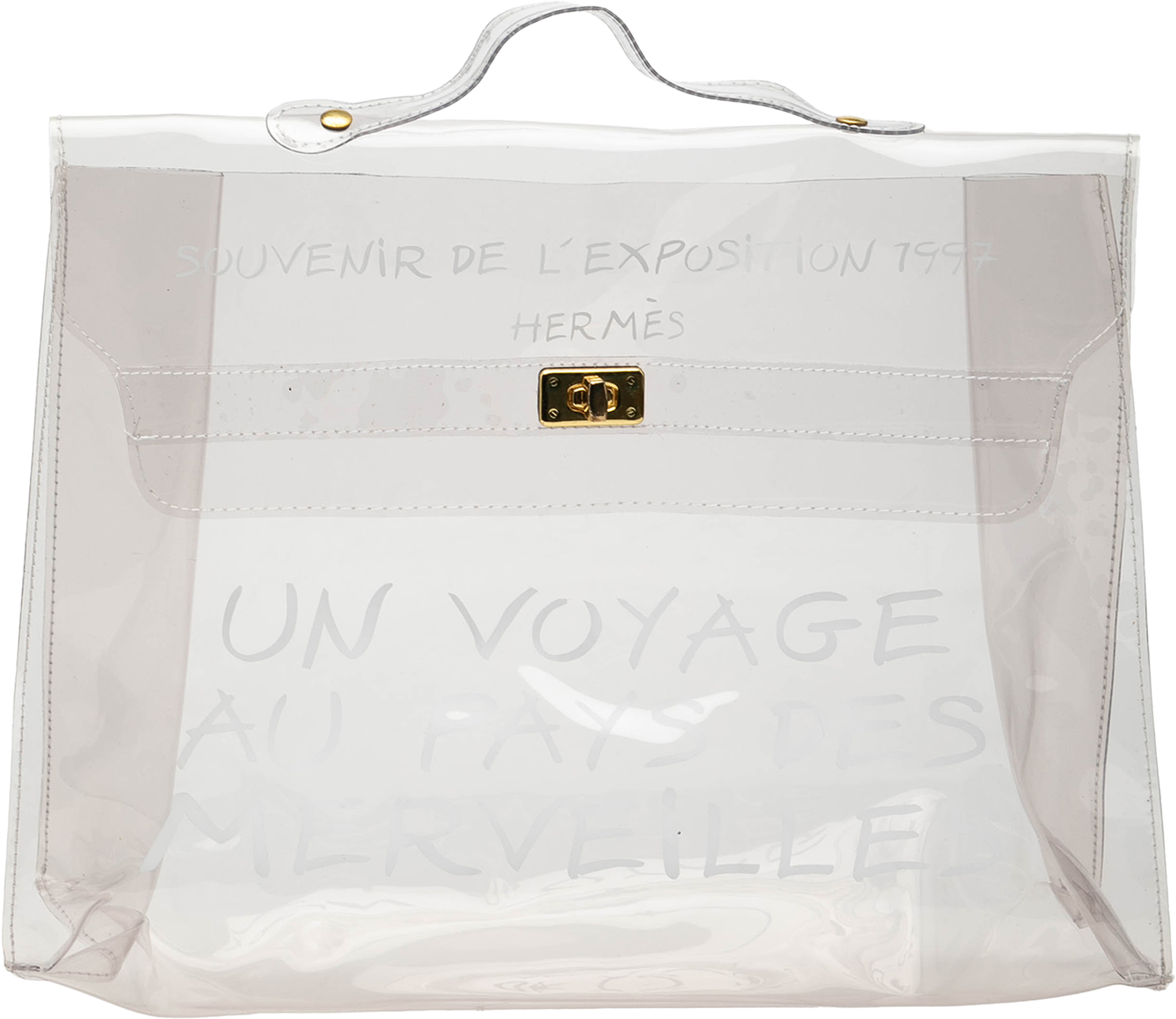 Hermès Vinyl Souvenir De L Exposition Kelly Handbag, från Luxclusif, i färgen white. Klicka för att öppna bilden i stort format