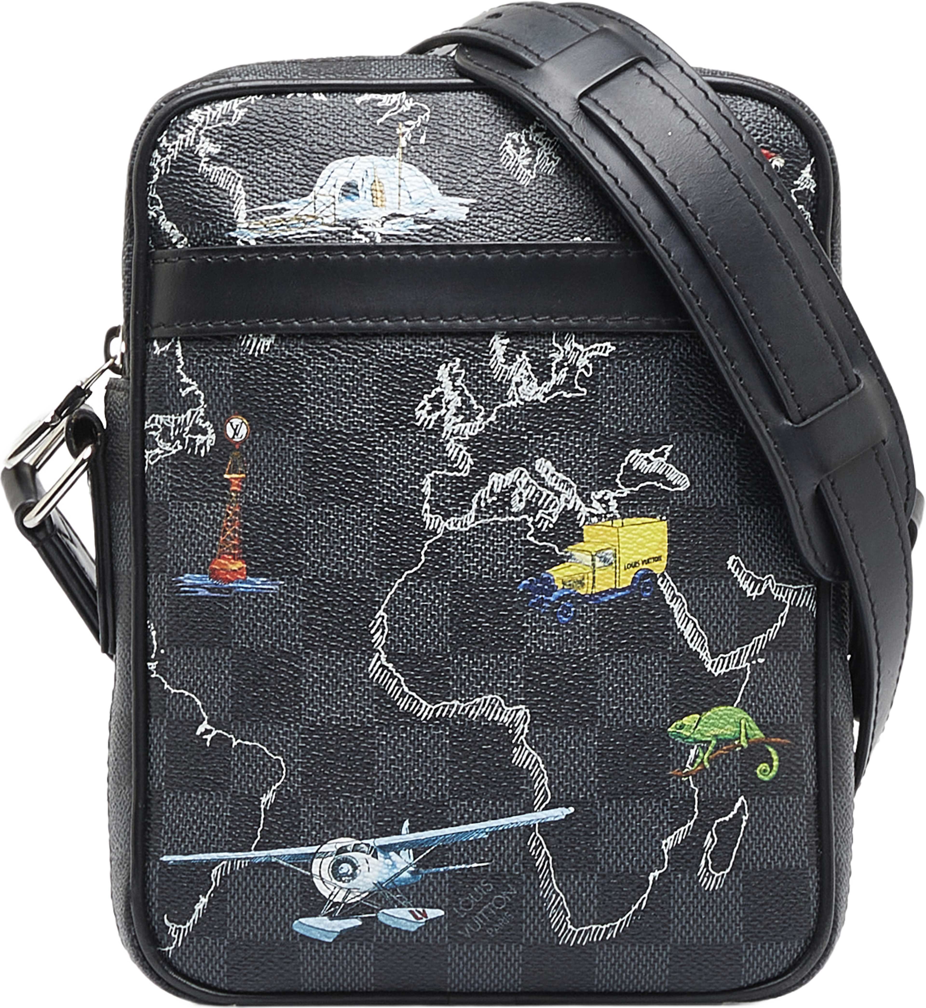Louis Vuitton Damier Graphite Renaissance Map Danube Slim Pm