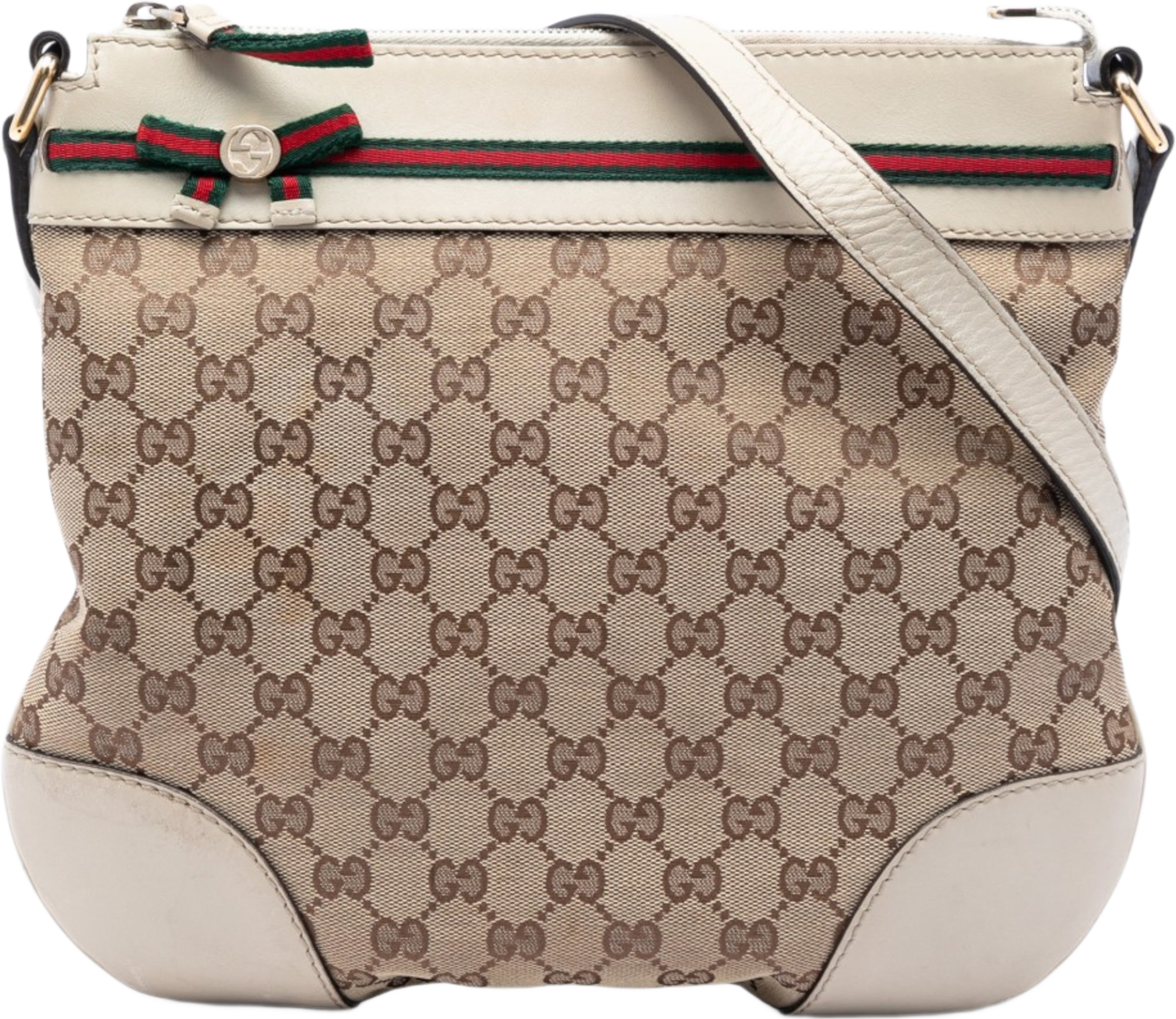 Gucci Gg Canvas Web Mayfair Crossbody, från Luxclusif, i färgen beige. Klicka för att öppna bilden i stort format