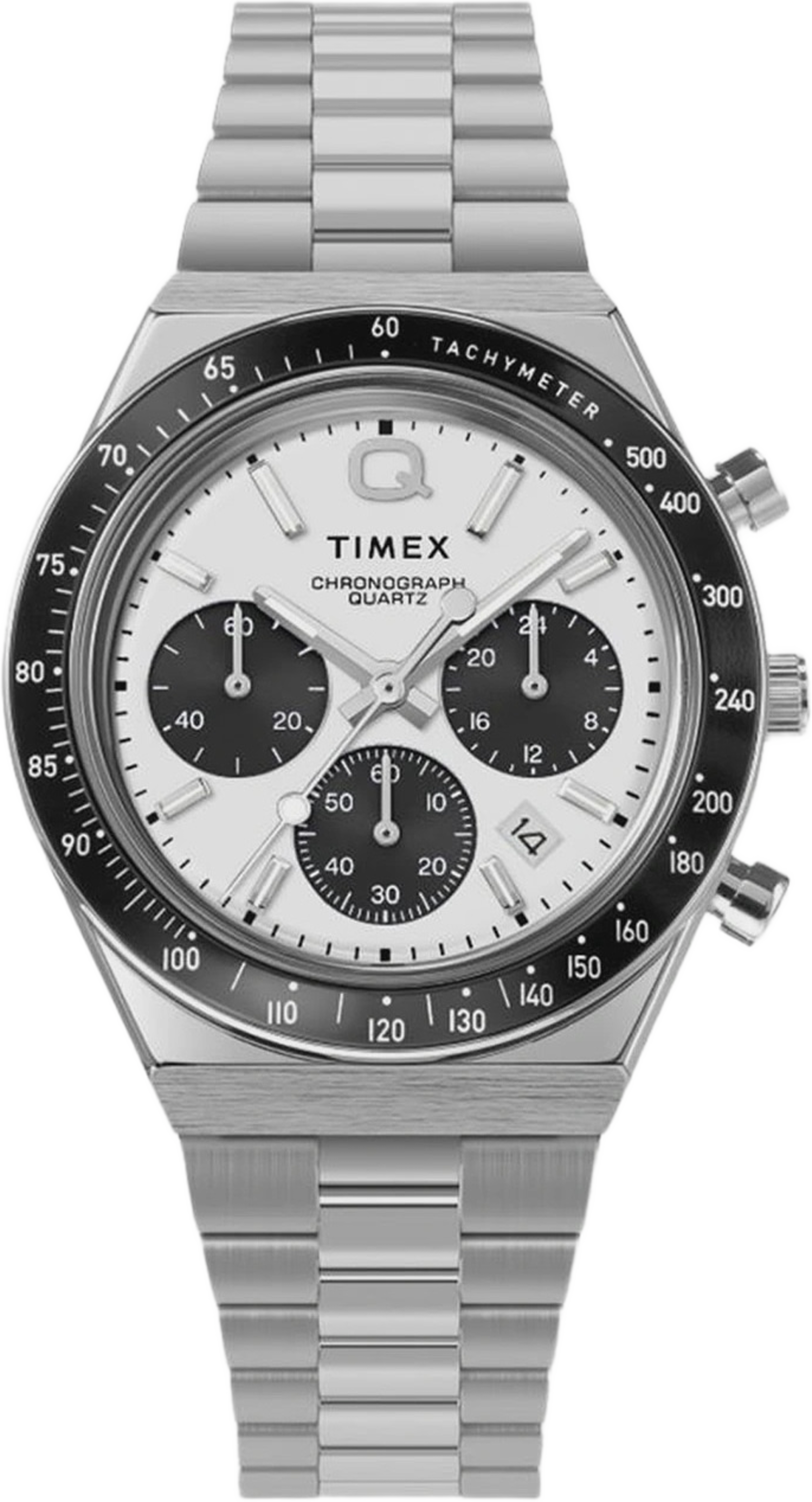 Timex Q Chronograph Herr, Vit/stål, Metallband - Tw2w53300, från Timex, i färgen 1. Klicka för att öppna bilden i stort format
