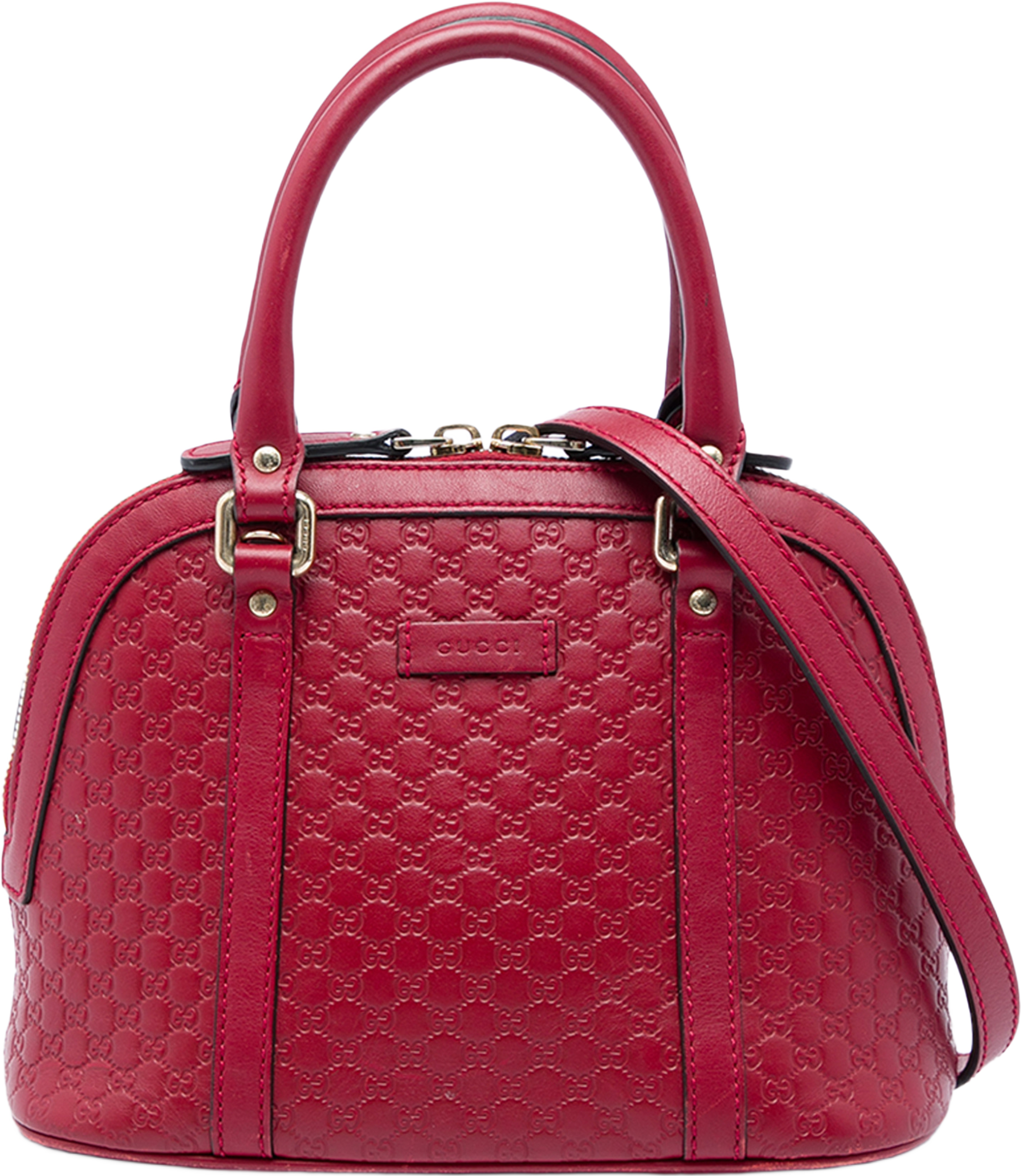Gucci Mini Microguccissima Dome Satchel, från Luxclusif, i färgen röd. Klicka för att öppna bilden i stort format