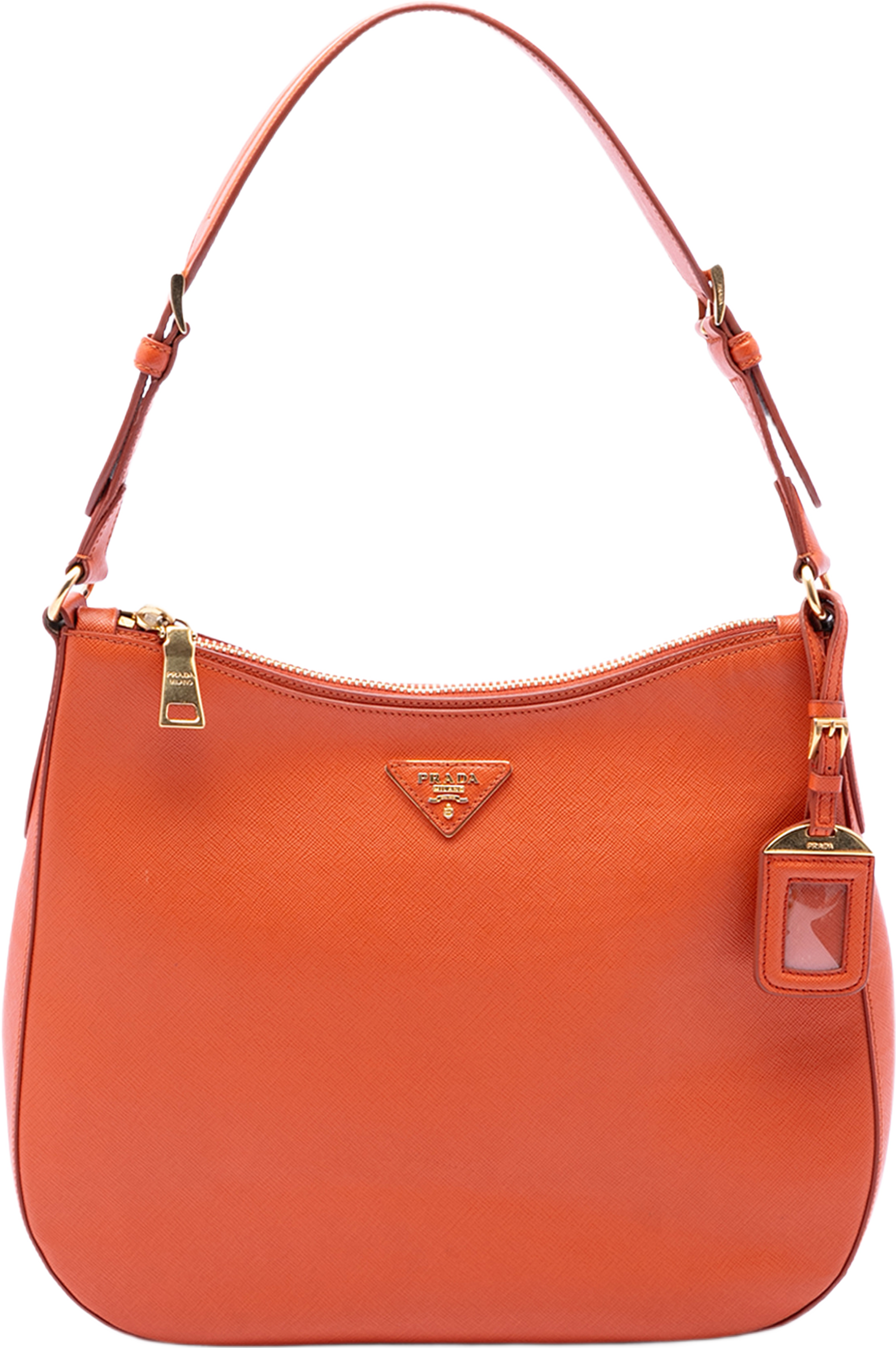 Prada Saffiano Lux Shoulder Bag, från Luxclusif, i färgen orange. Klicka för att öppna bilden i stort format