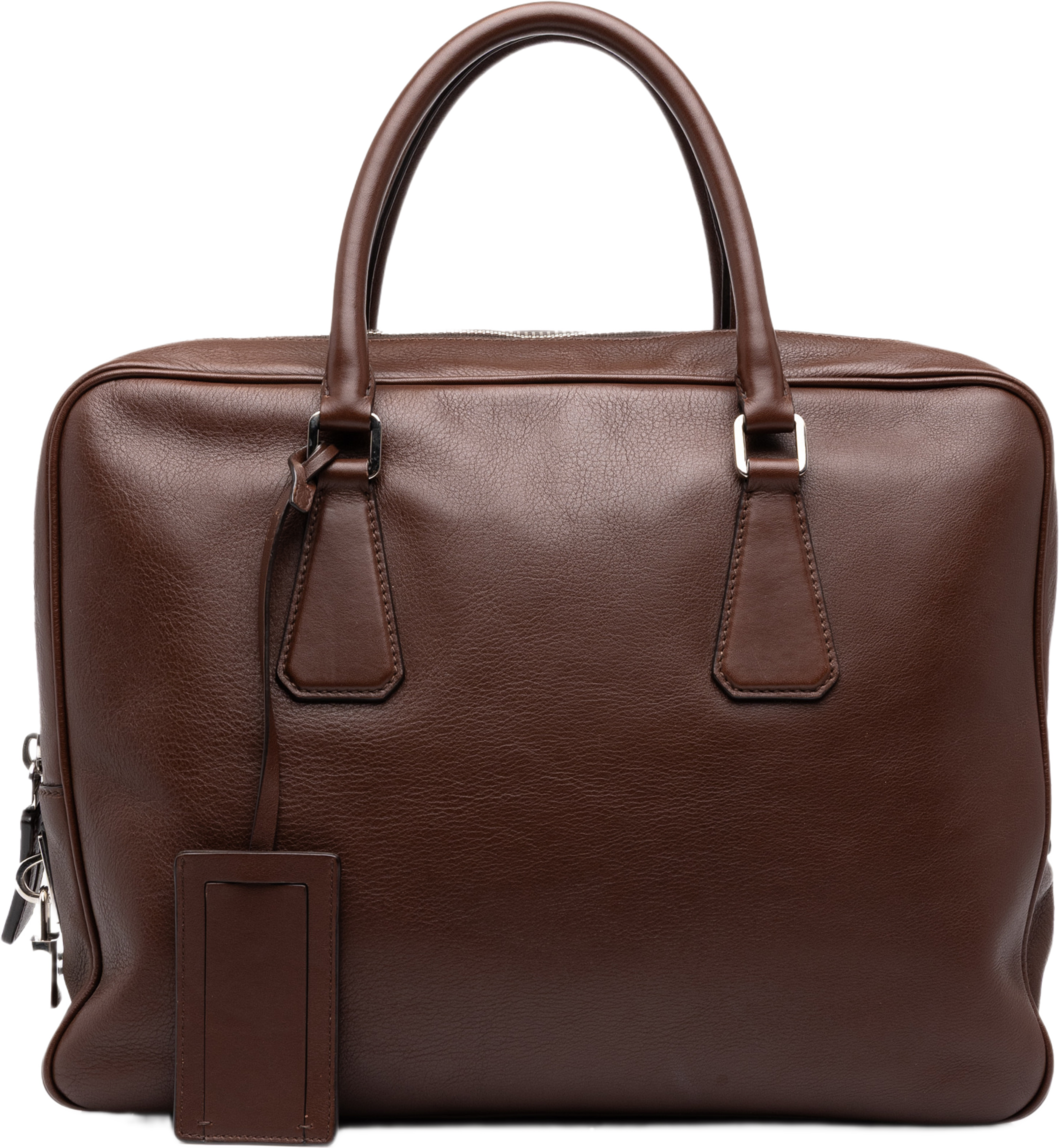 Prada Leather Business Bag, från Luxclusif, i färgen brun. Klicka för att öppna bilden i stort format