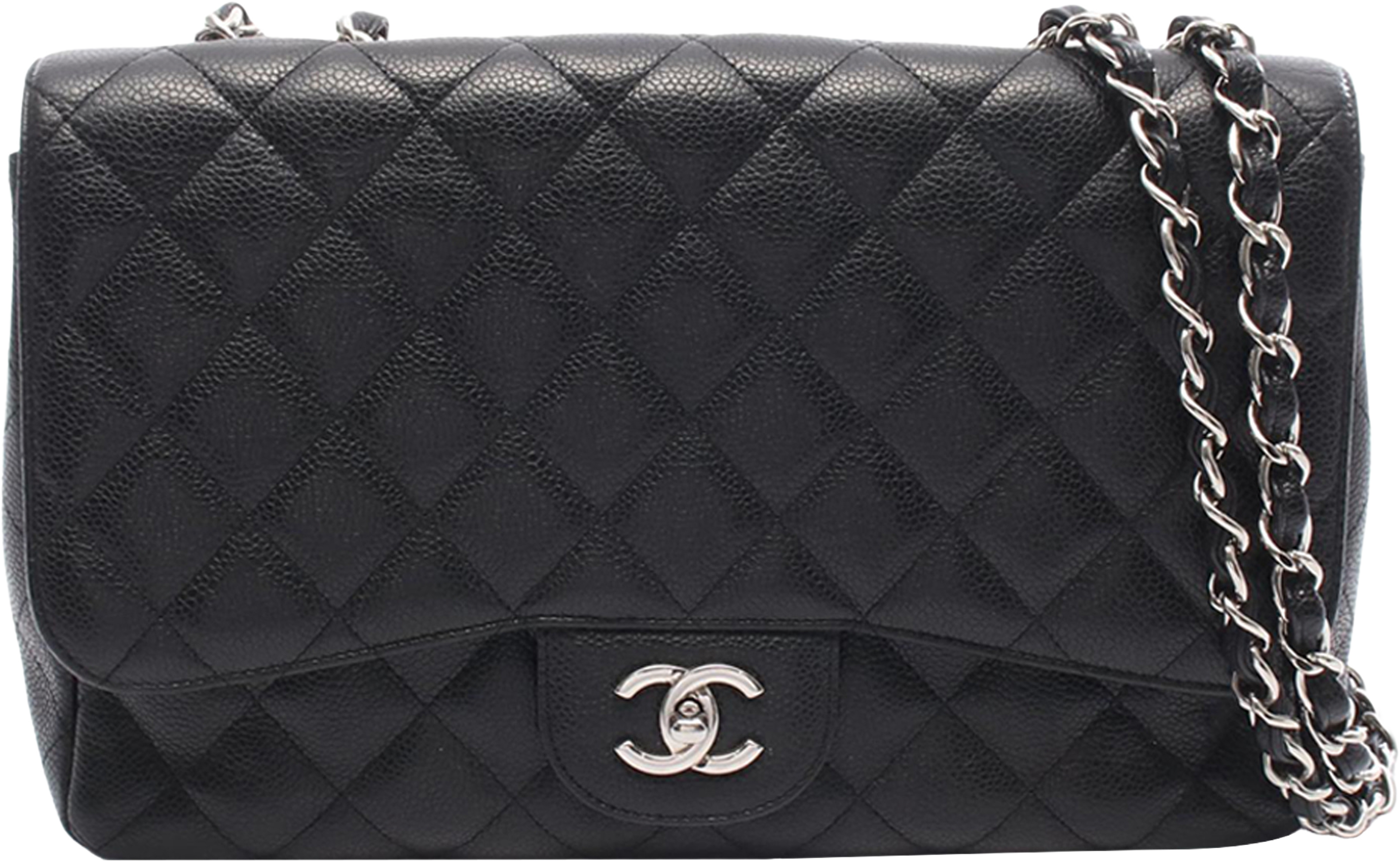 Chanel Maxi Quilted Caviar Single Flap, från Luxclusif, i färgen black. Klicka för att öppna bilden i stort format