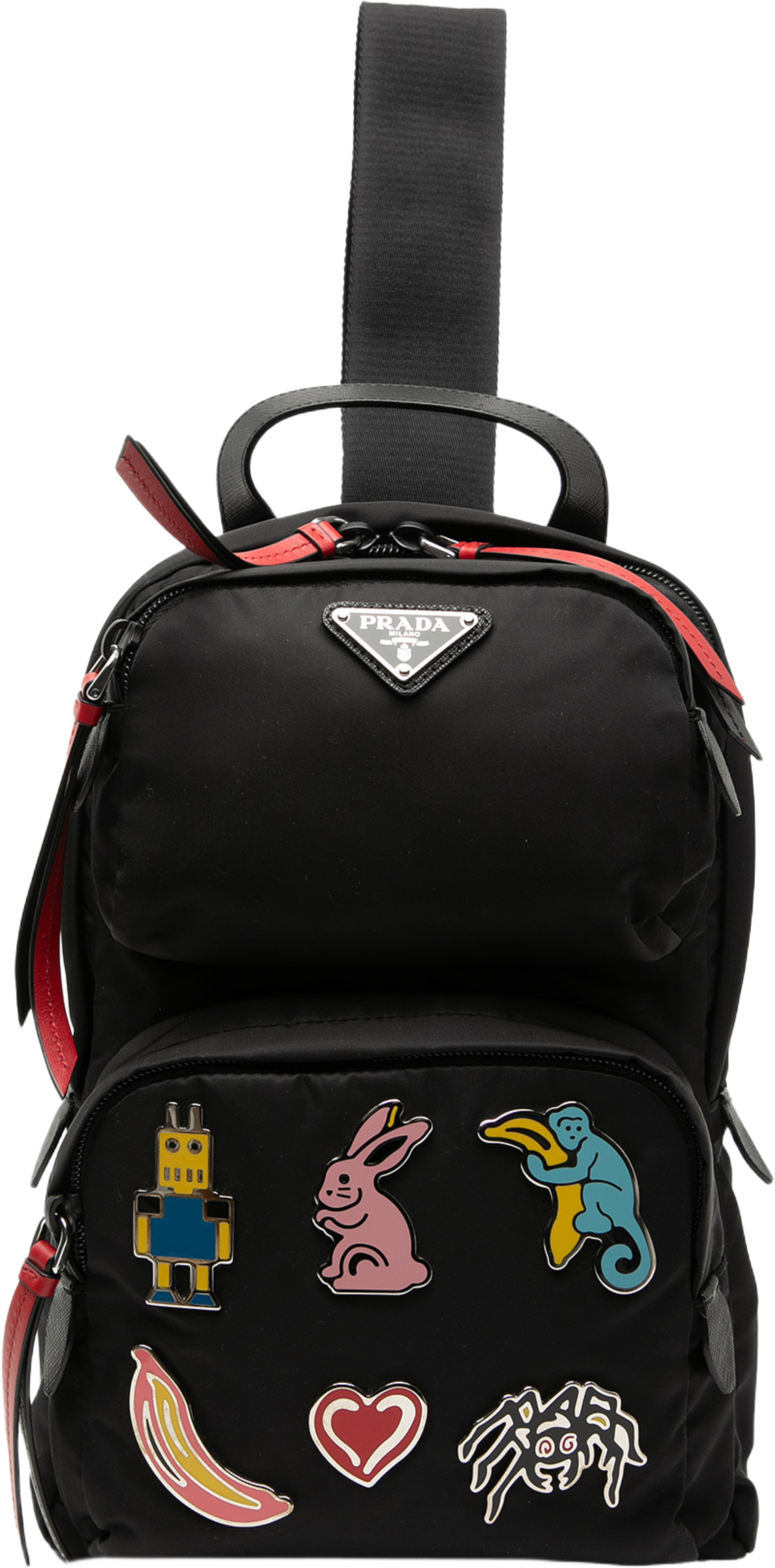 Prada Tessuto Robot Fluo Sling Backpack, från Luxclusif, i färgen black. Klicka för att öppna bilden i stort format