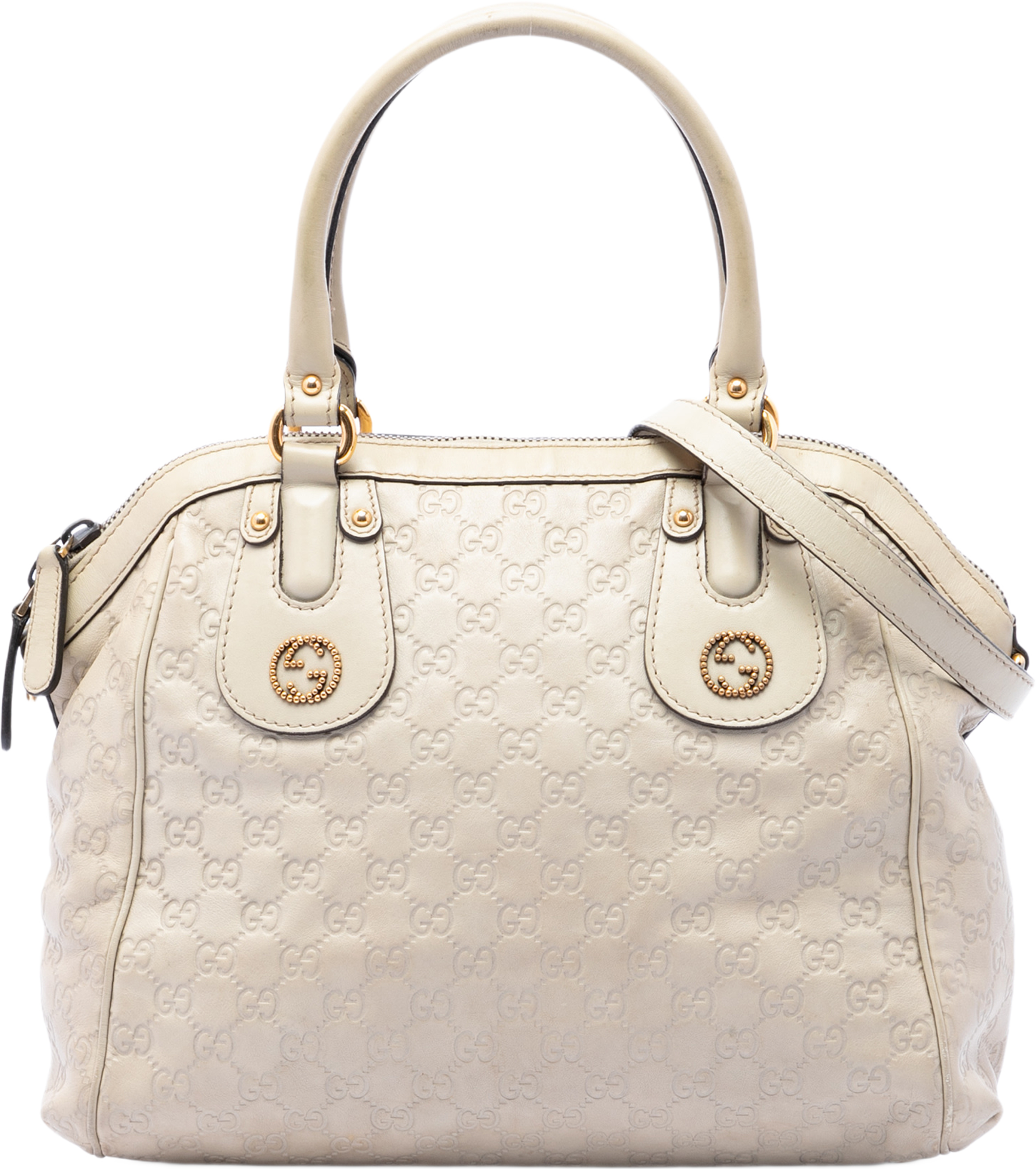 Gucci Medium Guccissima Scarlett Satchel, från Luxclusif, i färgen vit. Klicka för att öppna bilden i stort format