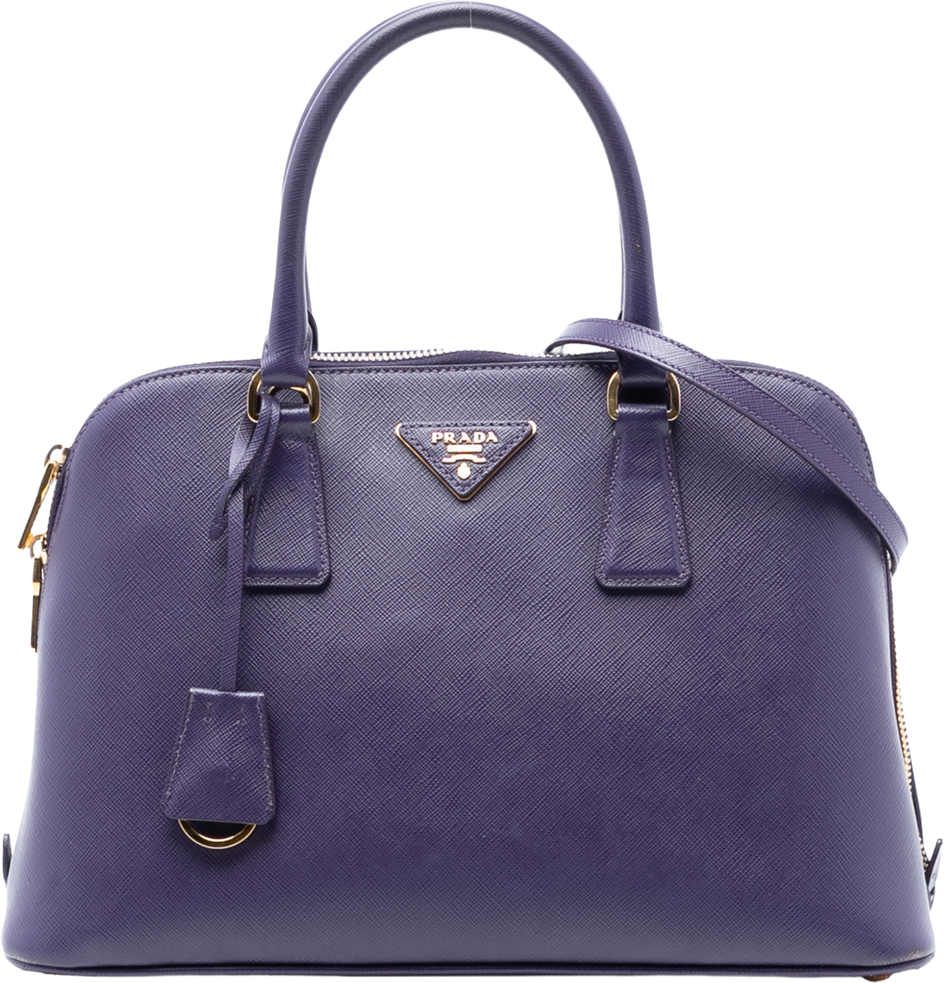 Prada Medium Saffiano Lux Promenade Satchel, från Luxclusif, i färgen dark purple. Klicka för att öppna bilden i stort format