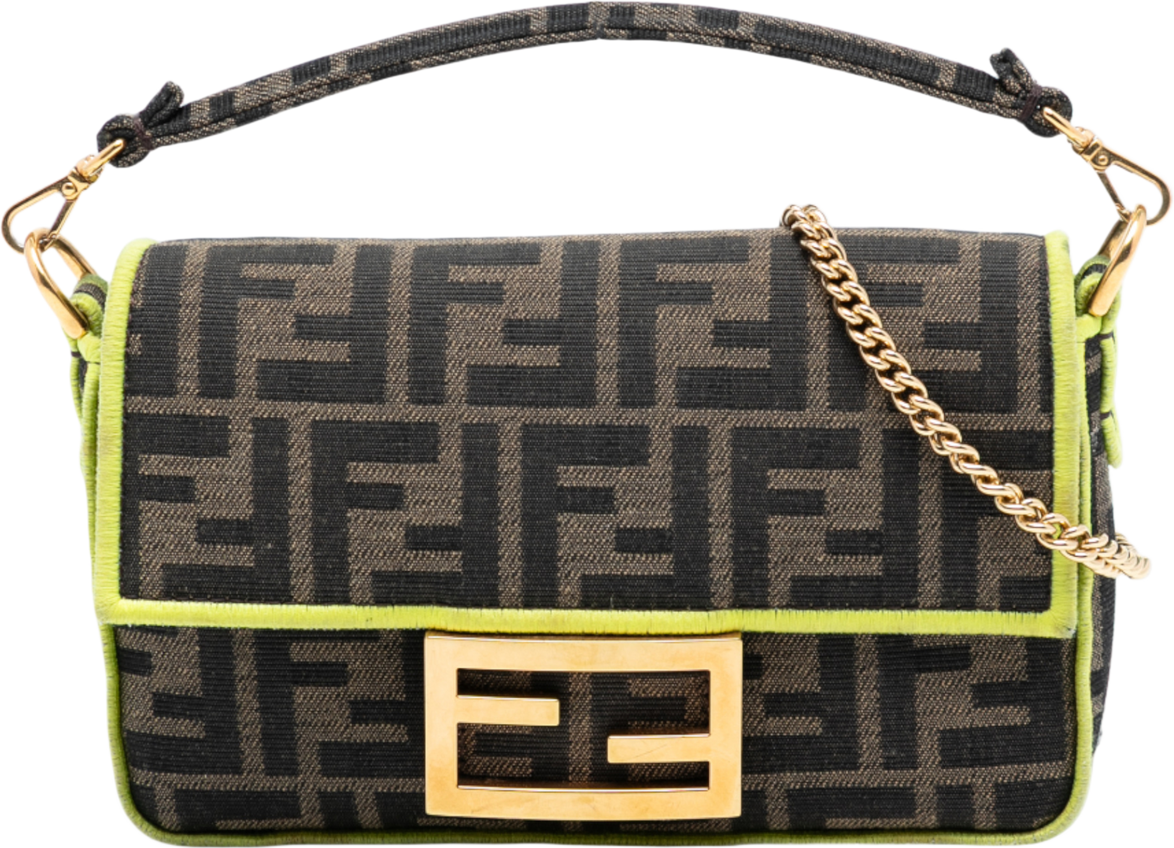 Fendi Mini Zucca Canvas 1974 Roma Amor Baguette Crossbody, från Luxclusif, i färgen brown. Klicka för att öppna bilden i stort format