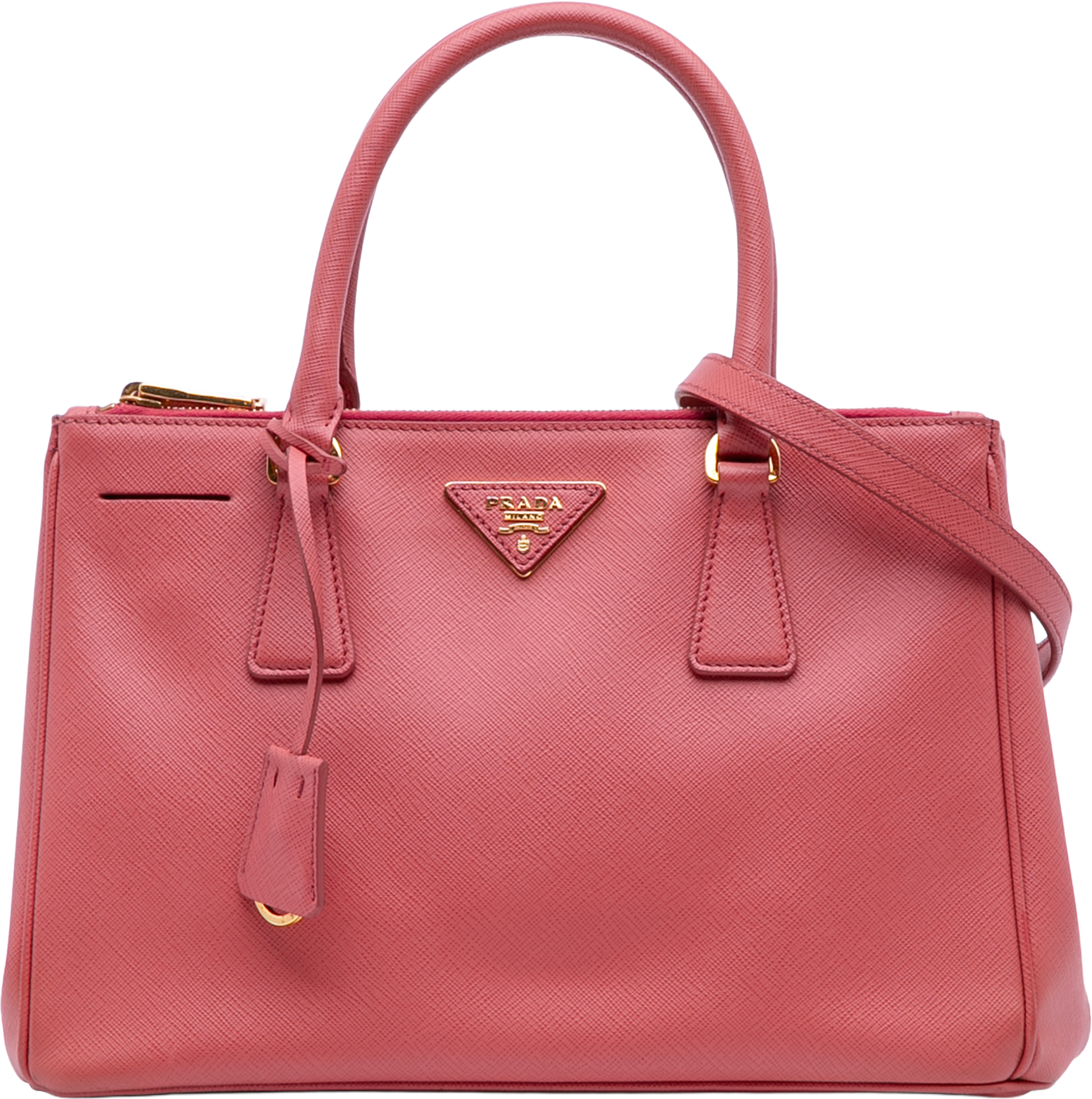 Prada Medium Saffiano Lux Galleria Double Zip Tote, från Luxclusif, i färgen blush. Klicka för att öppna bilden i stort format