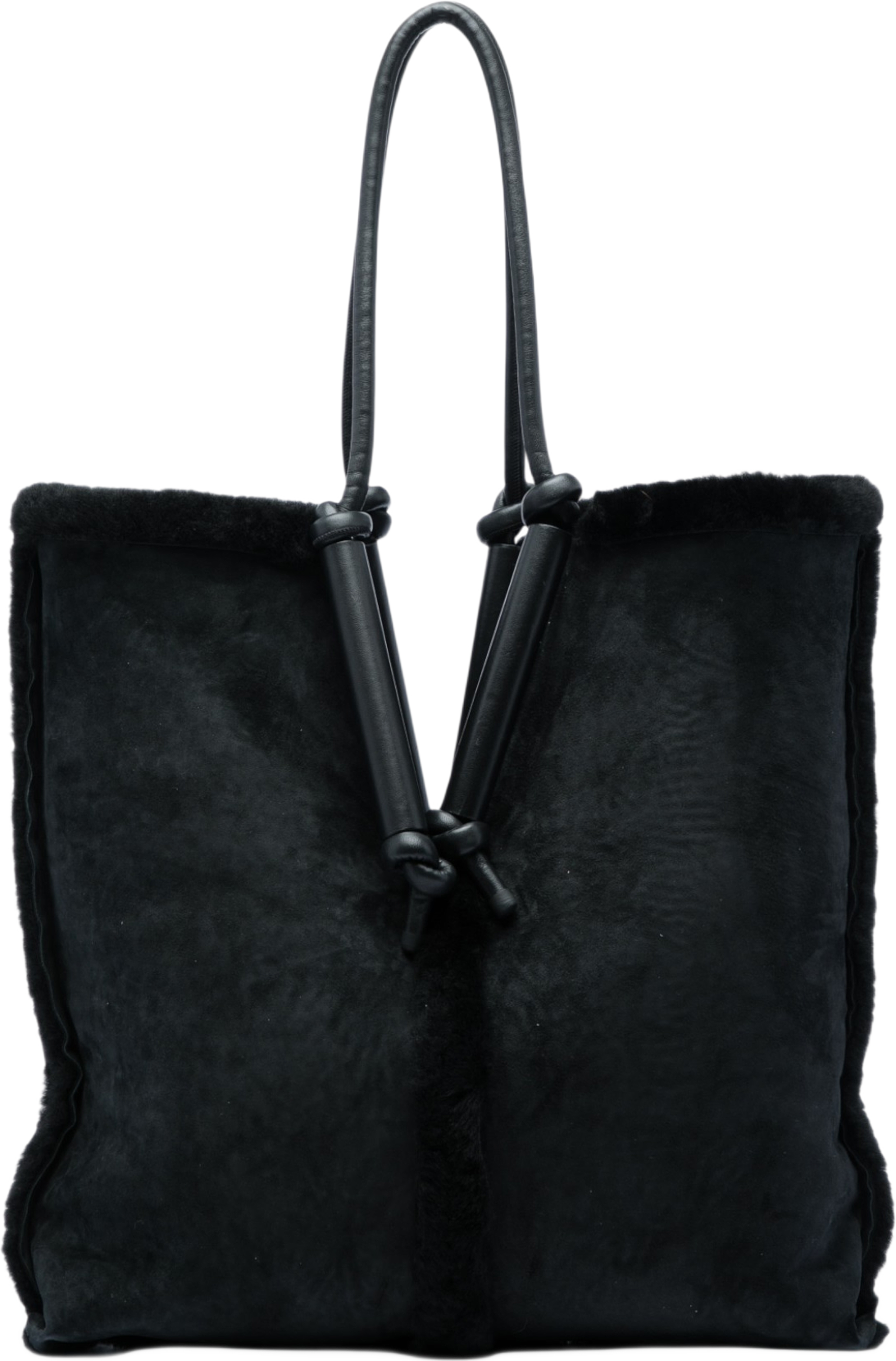 Bottega Veneta Suede And Shearling Bolster Reversible Tote, från Luxclusif, i färgen svart. Klicka för att öppna bilden i stort format