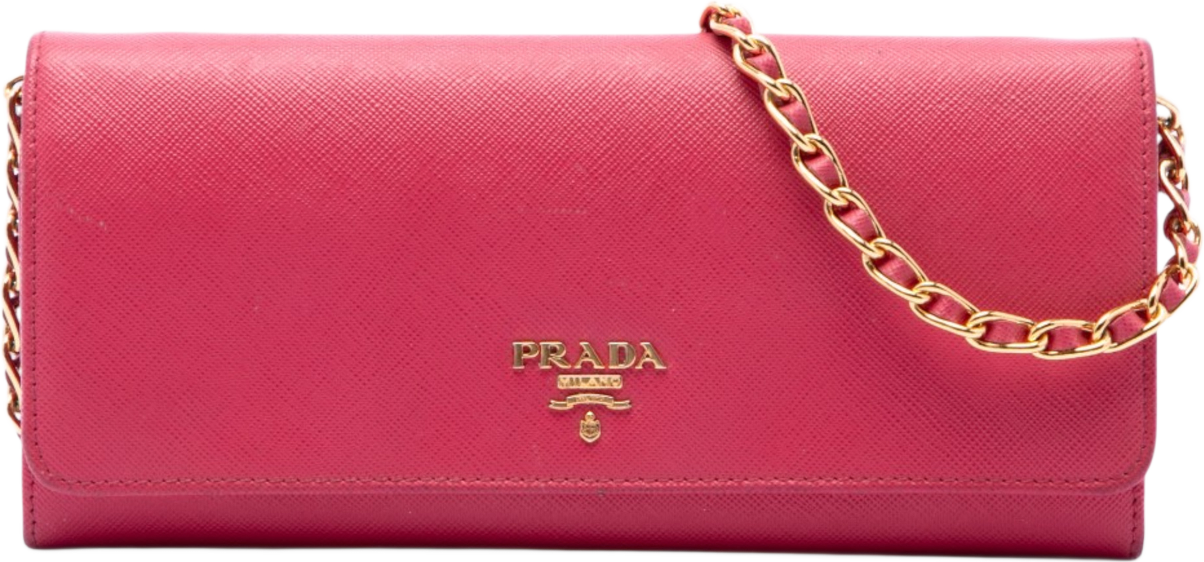 Prada Saffiano Wallet On Chain, från Luxclusif, i färgen rosa. Klicka för att öppna bilden i stort format